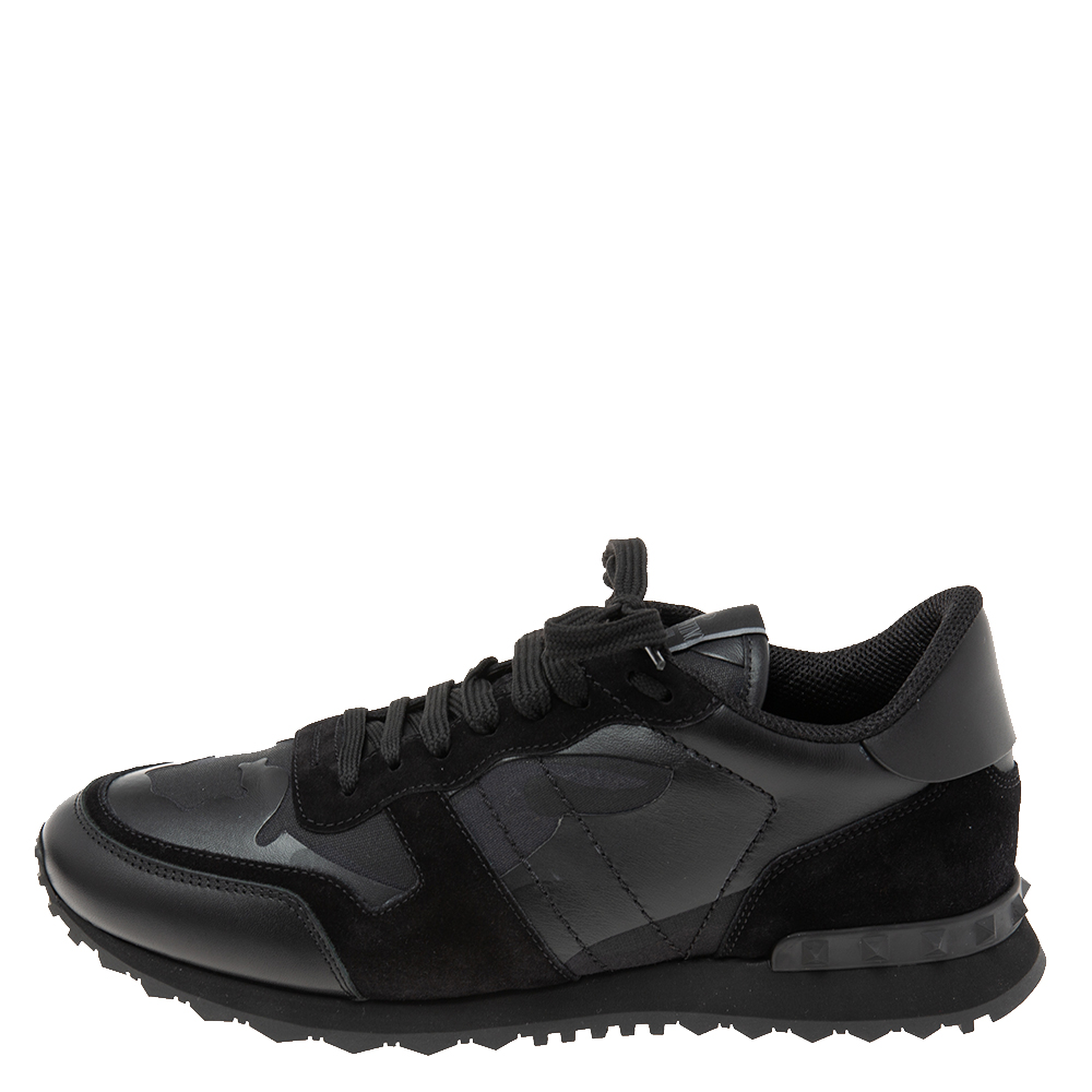 Valentino Black Camo Fabric, Leather and Suede Rockrunner Sneakers Size
Valentino Black Camo Fabric, Leather and Suede Rockrunner Sneakers Size