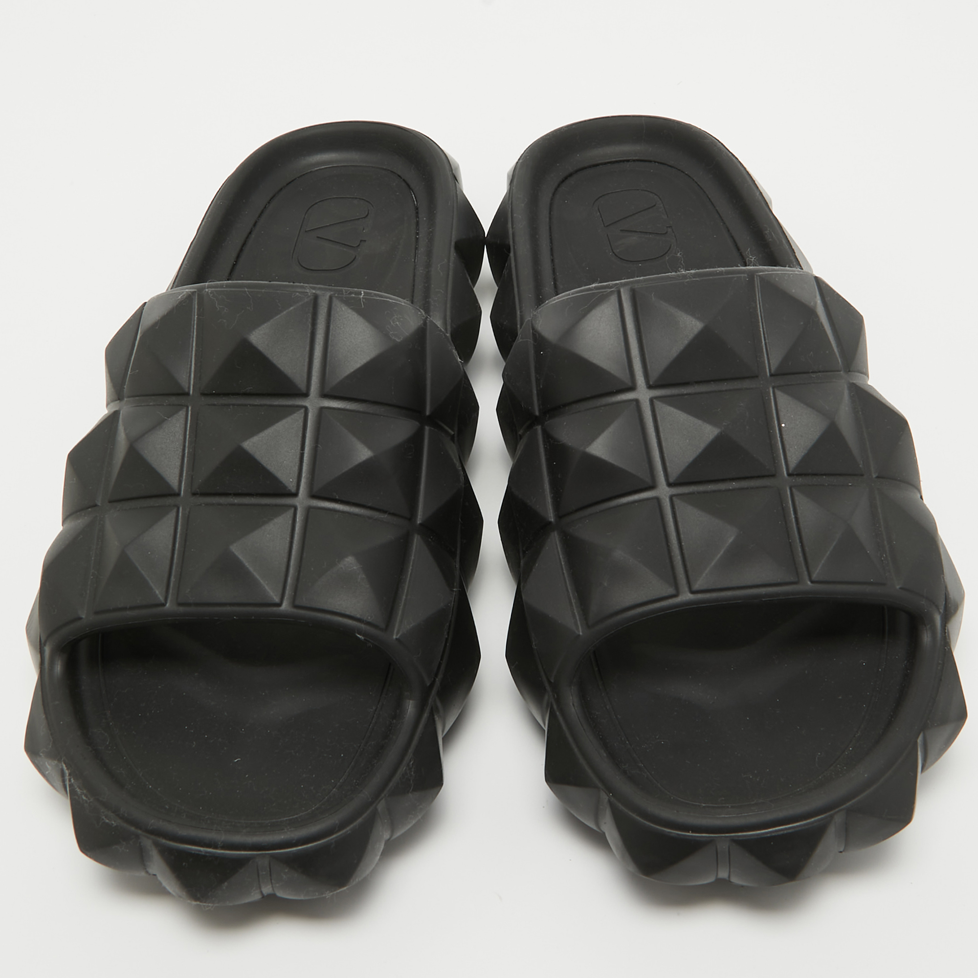 Valentino Garavani Black Rubber Slide Flats Size 41