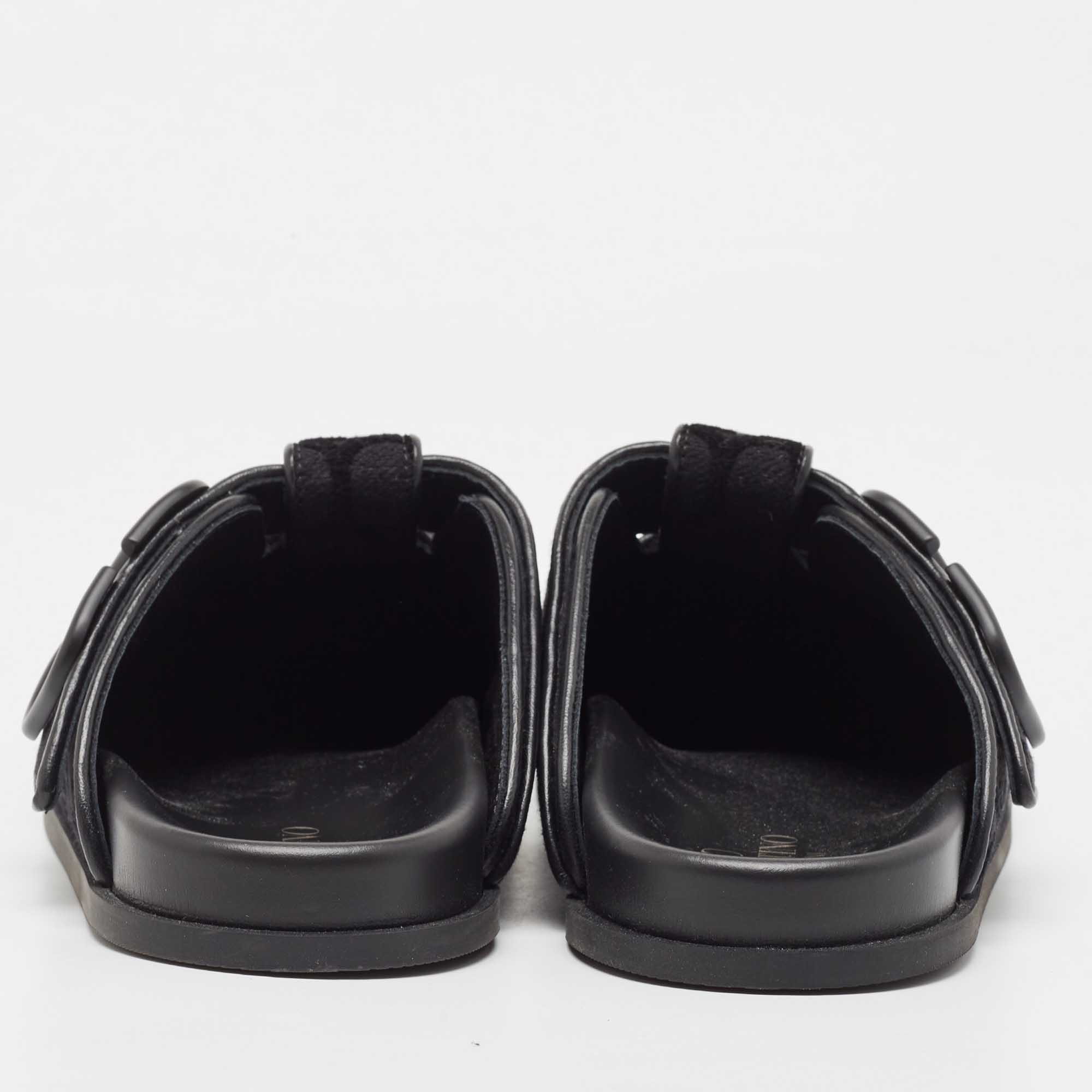 Valentino Garavani Black Fabric And Leather Toile Iconographe VLogo Mules Size 42