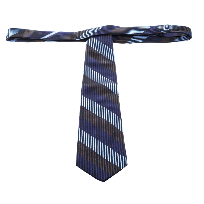 Valentino Multicolor Striped Silk Jacquard Traditional Tie