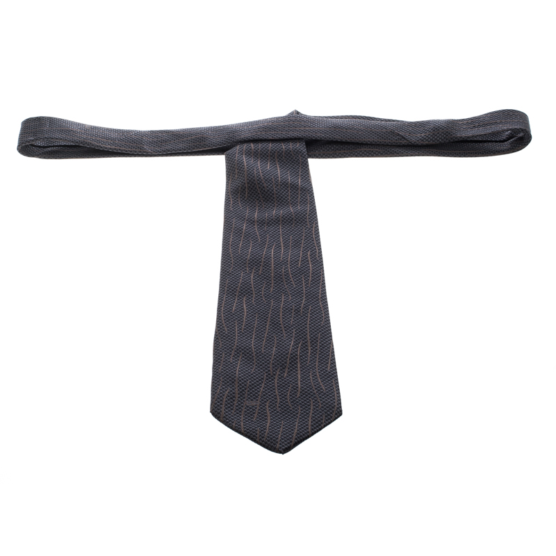 Valentino Dark Grey Patterned Silk Jacquard Traditional Tie