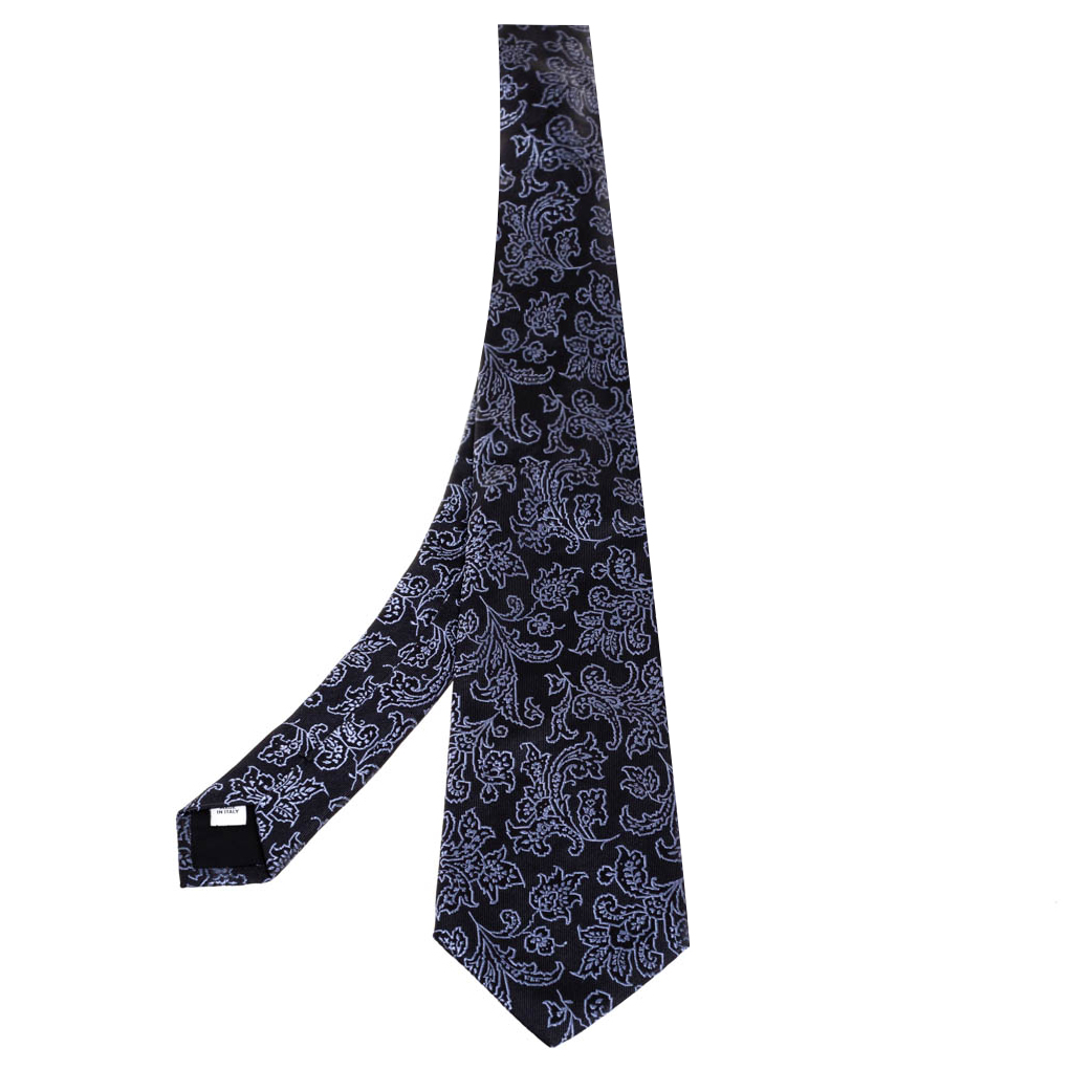 Valentino Black Floral Jacquard Silk Tie