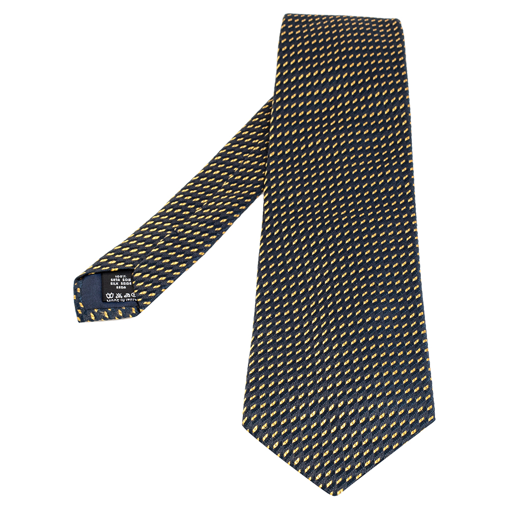 Valentino Dark Blue Jacquard Silk Traditional Tie