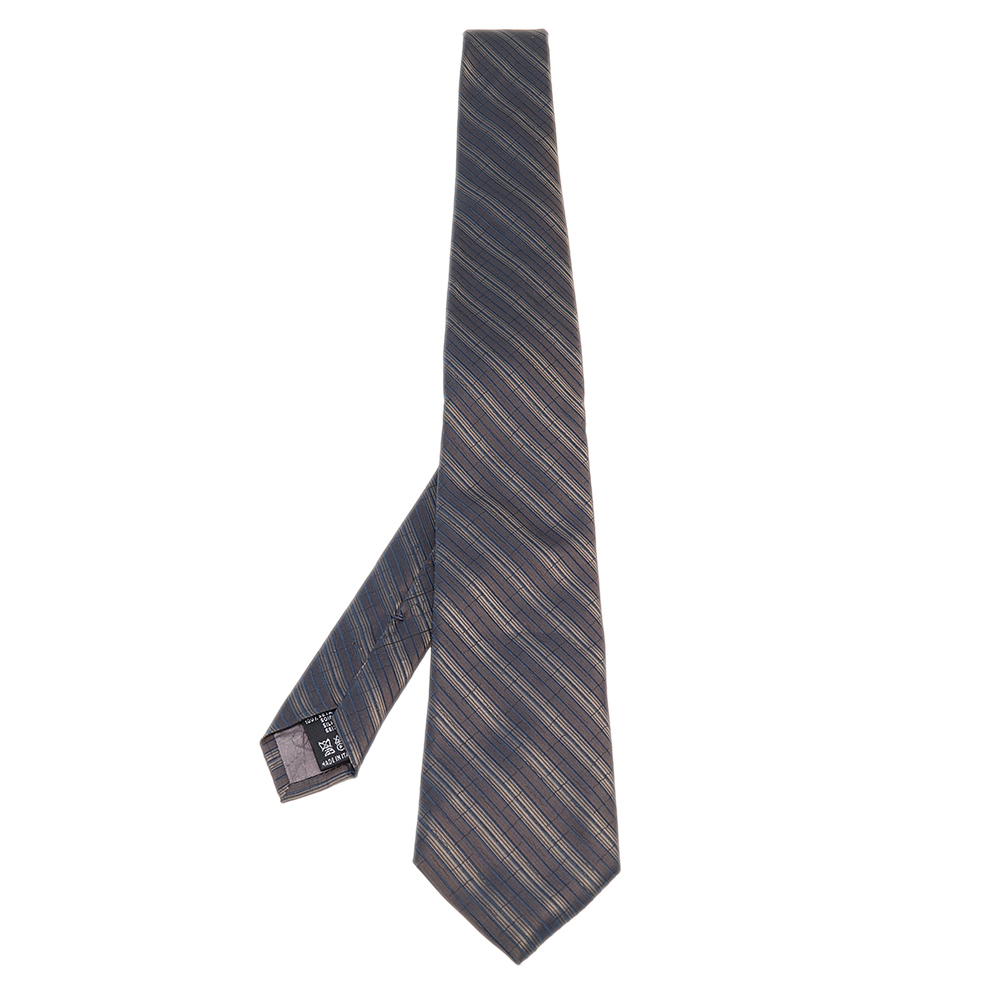 Valentino Brown Striped Silk Tie