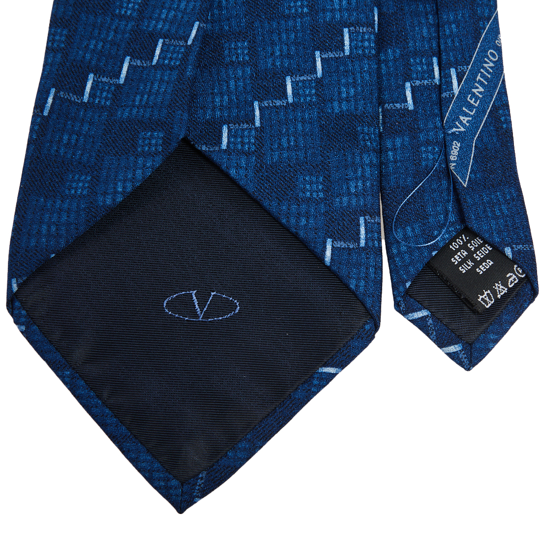 Valentino Navy Blue Printed Silk Tie