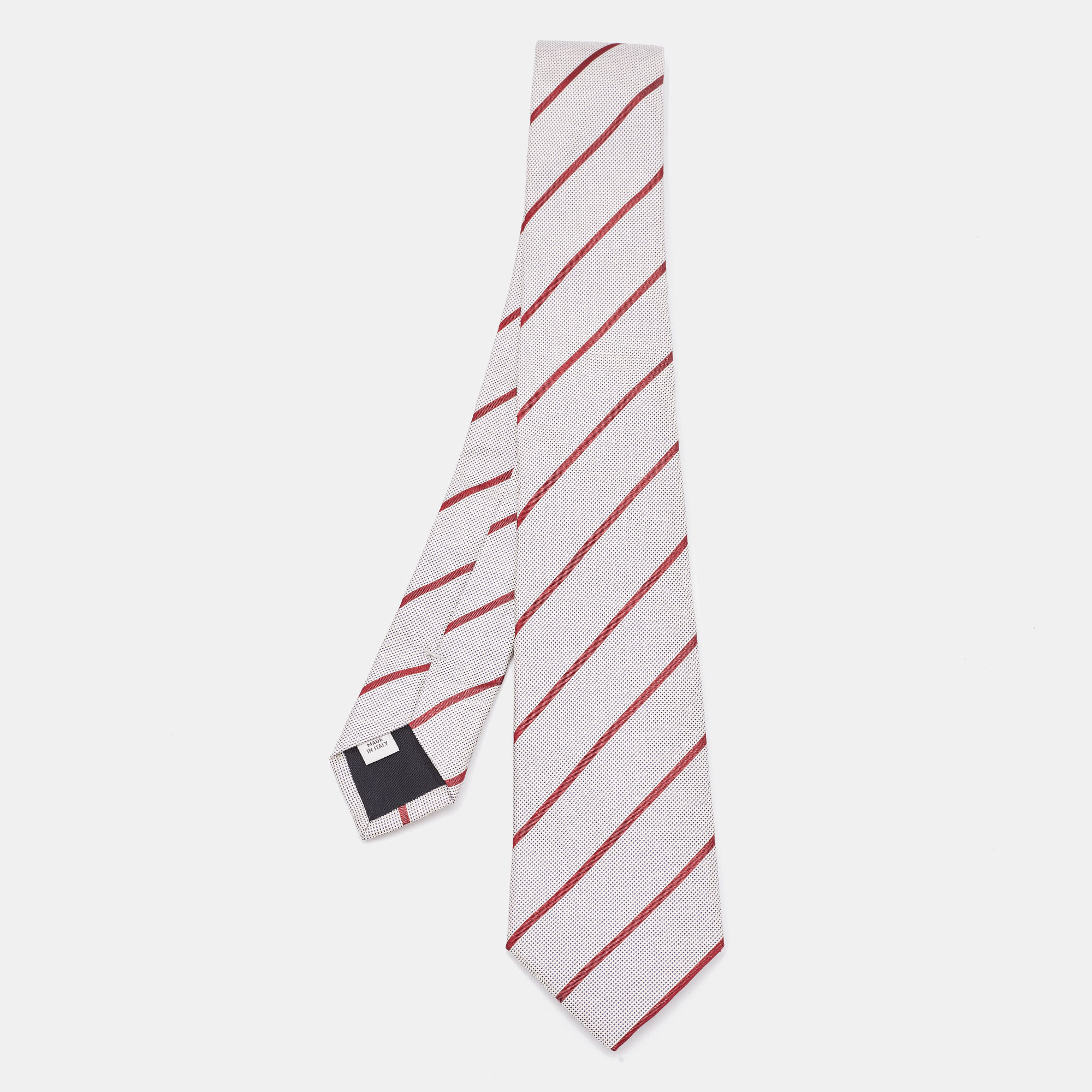 Valentino white/red diagonal striped silk tie