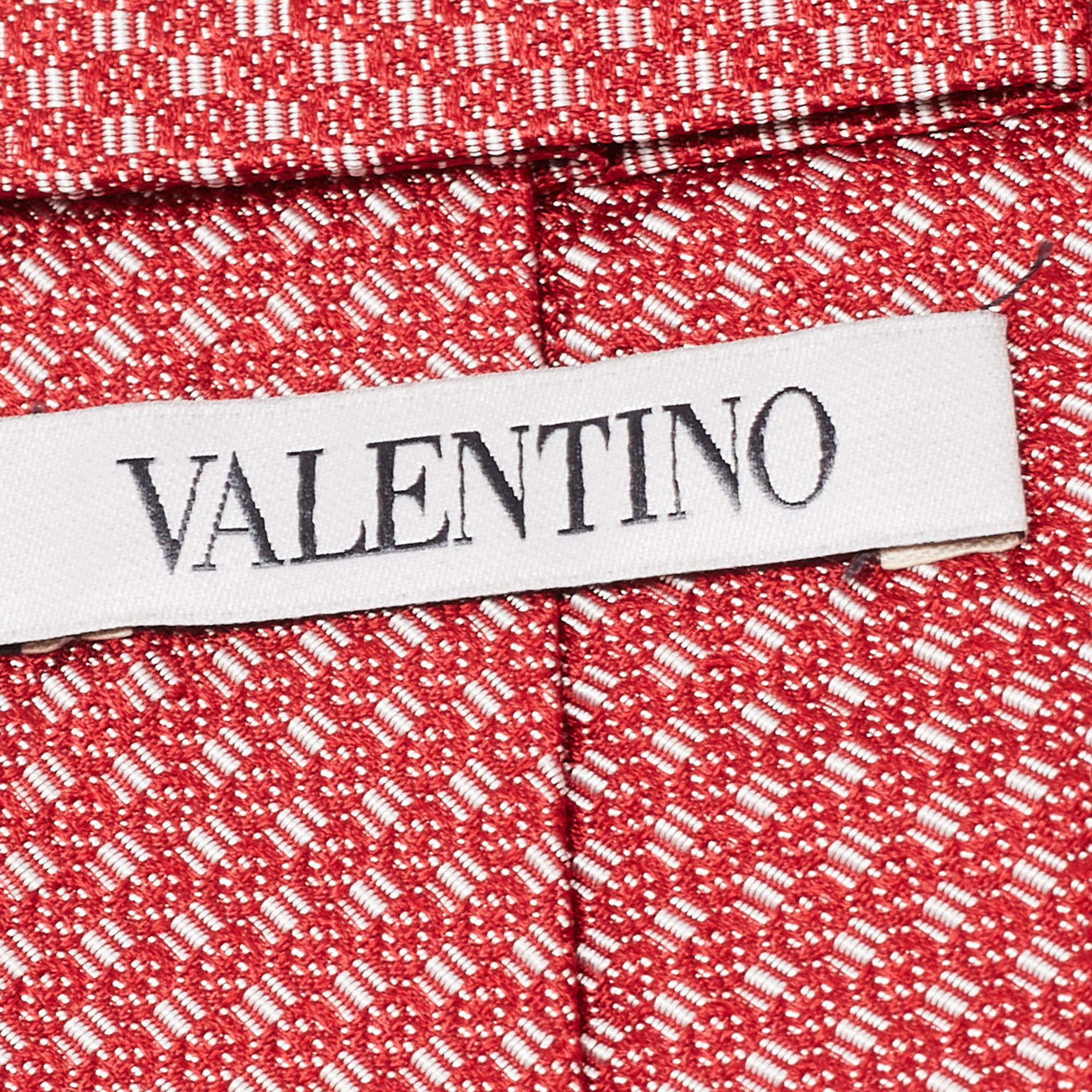 Valentino Red Patterned Silk Tie