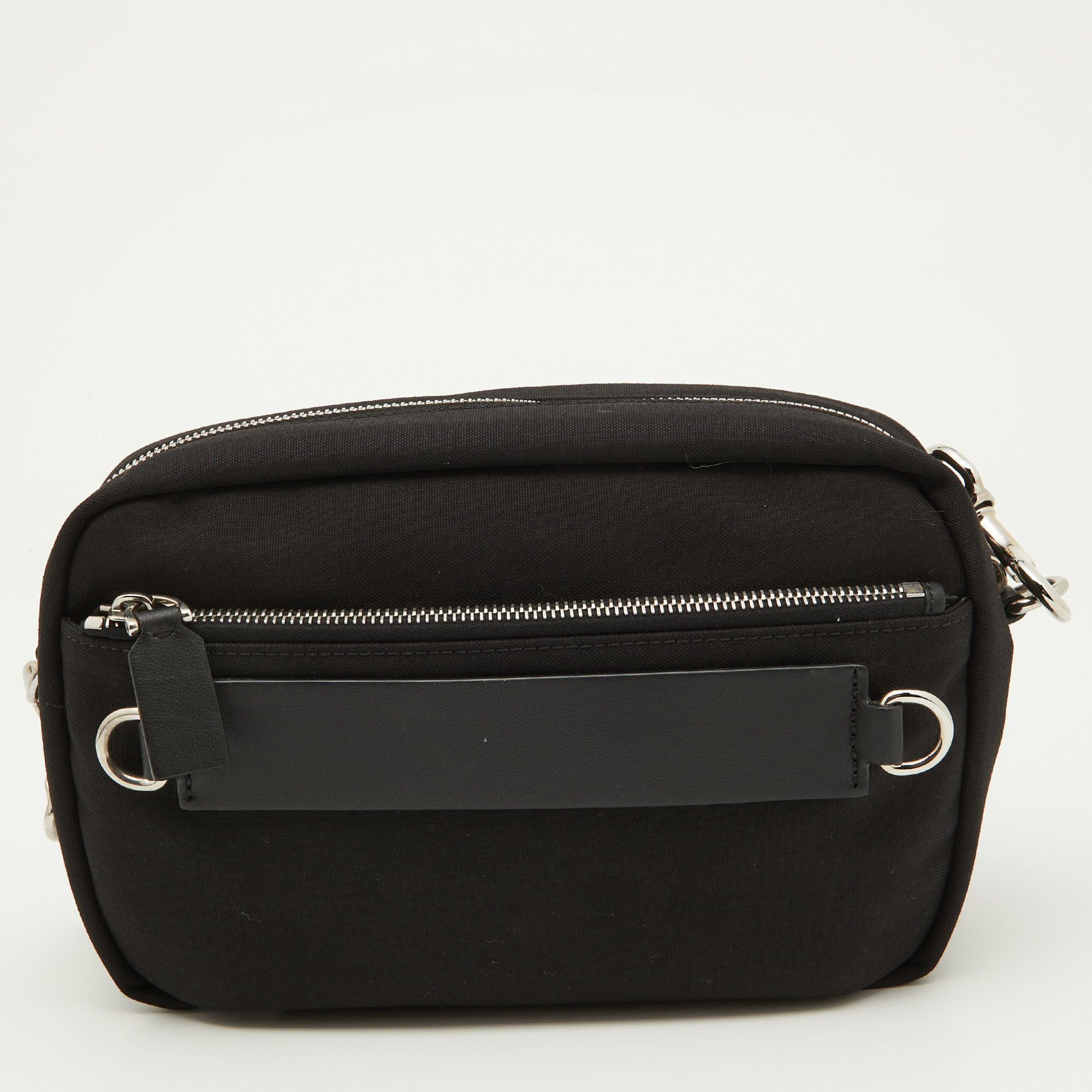 Valentino Black Canvas And Leather Convertible Waist Crossbody Bag