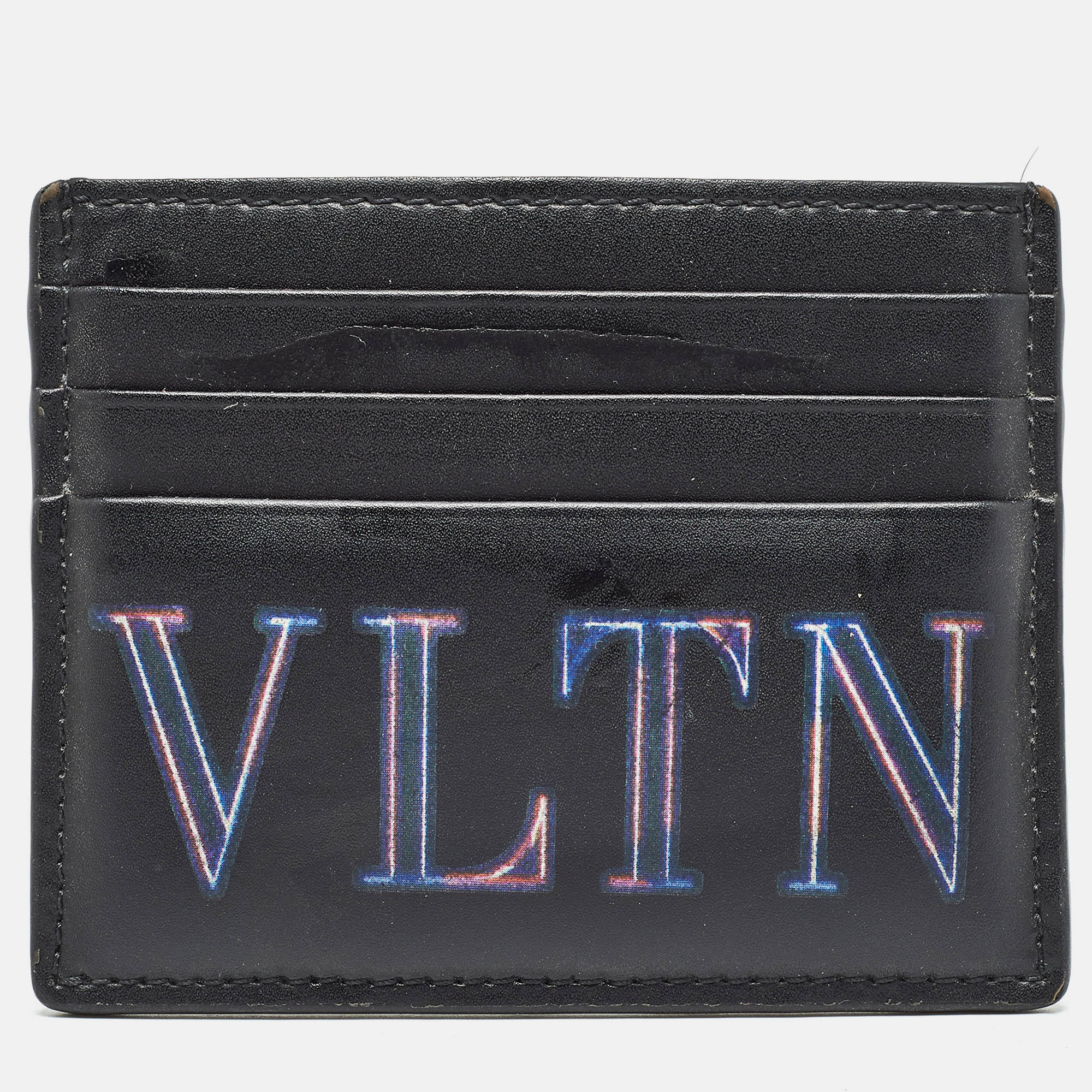 Valentino black leather vltn card holder
