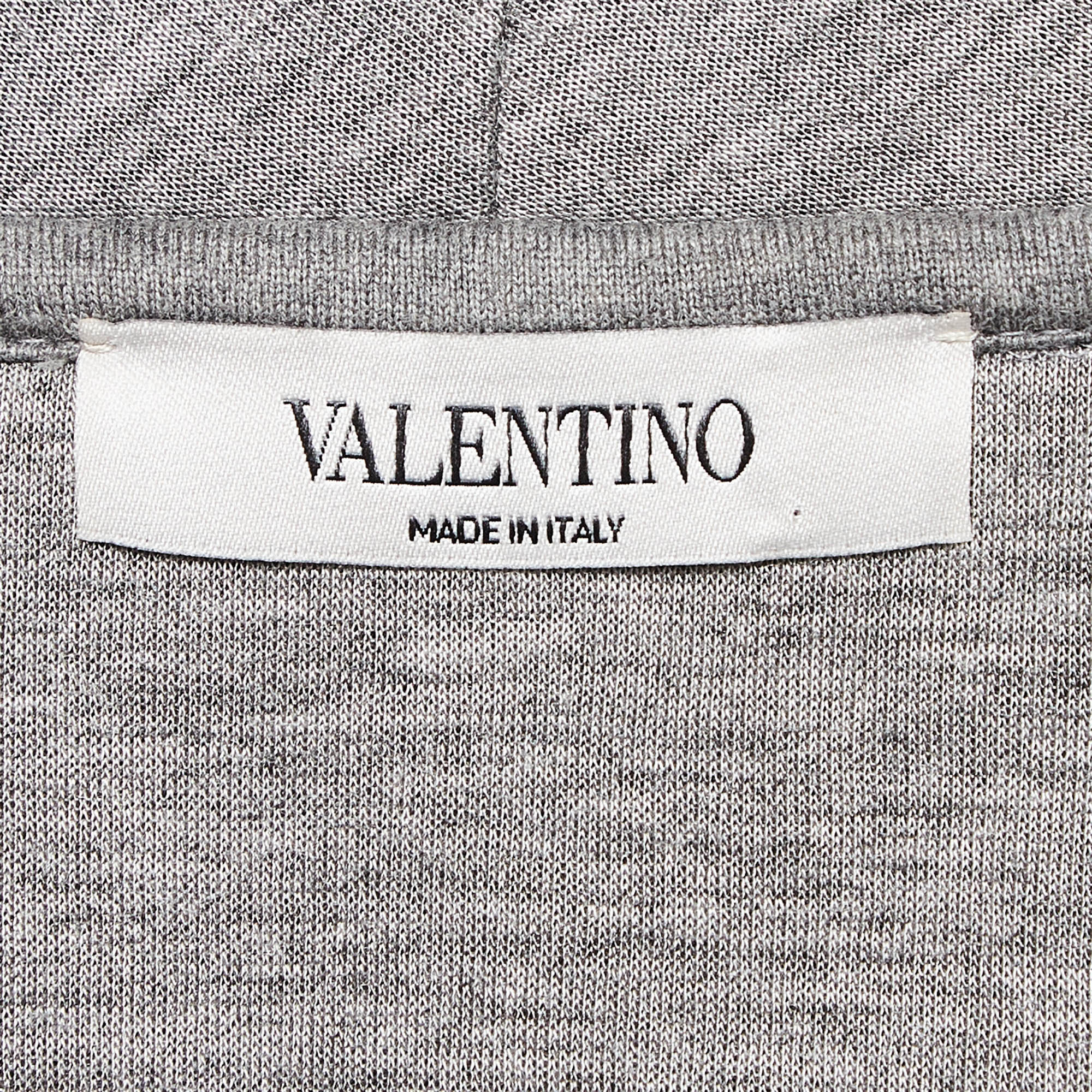 Valentino Grey Leather Trim Neoprene Sweatshirt L