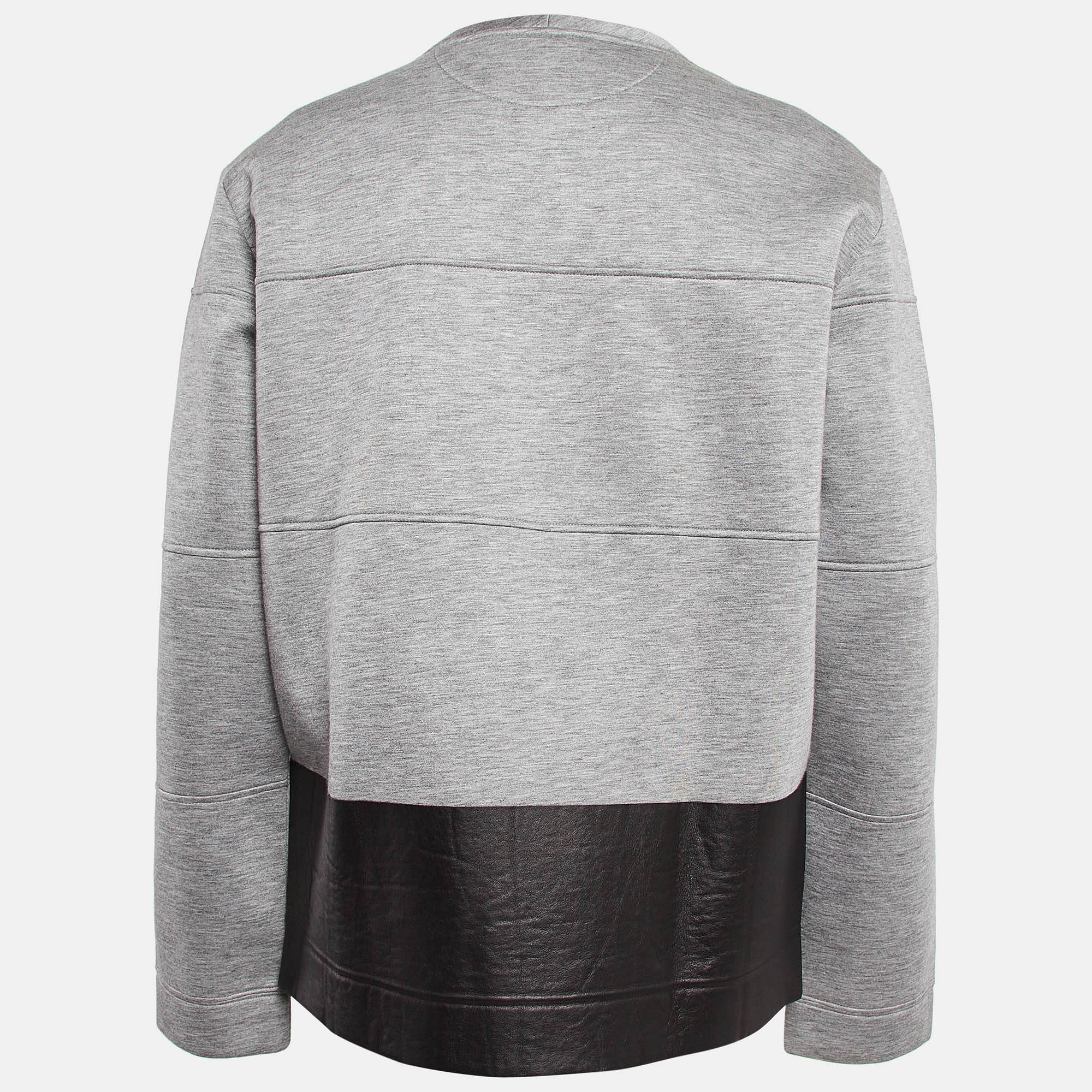 Valentino Grey Leather Trim Neoprene Sweatshirt L