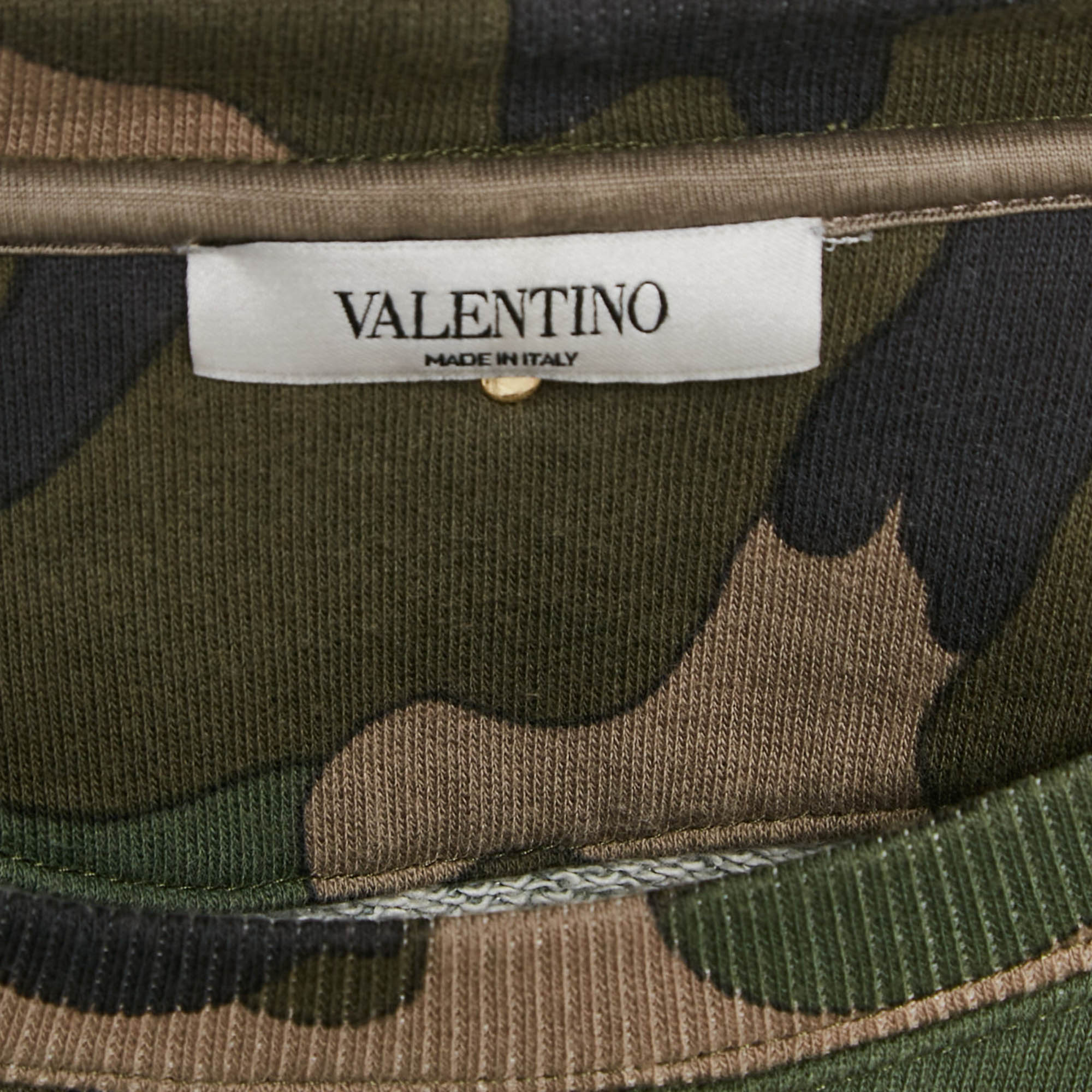 Valentino Green Camouflage Print Cotton Knit Sweatshirt L