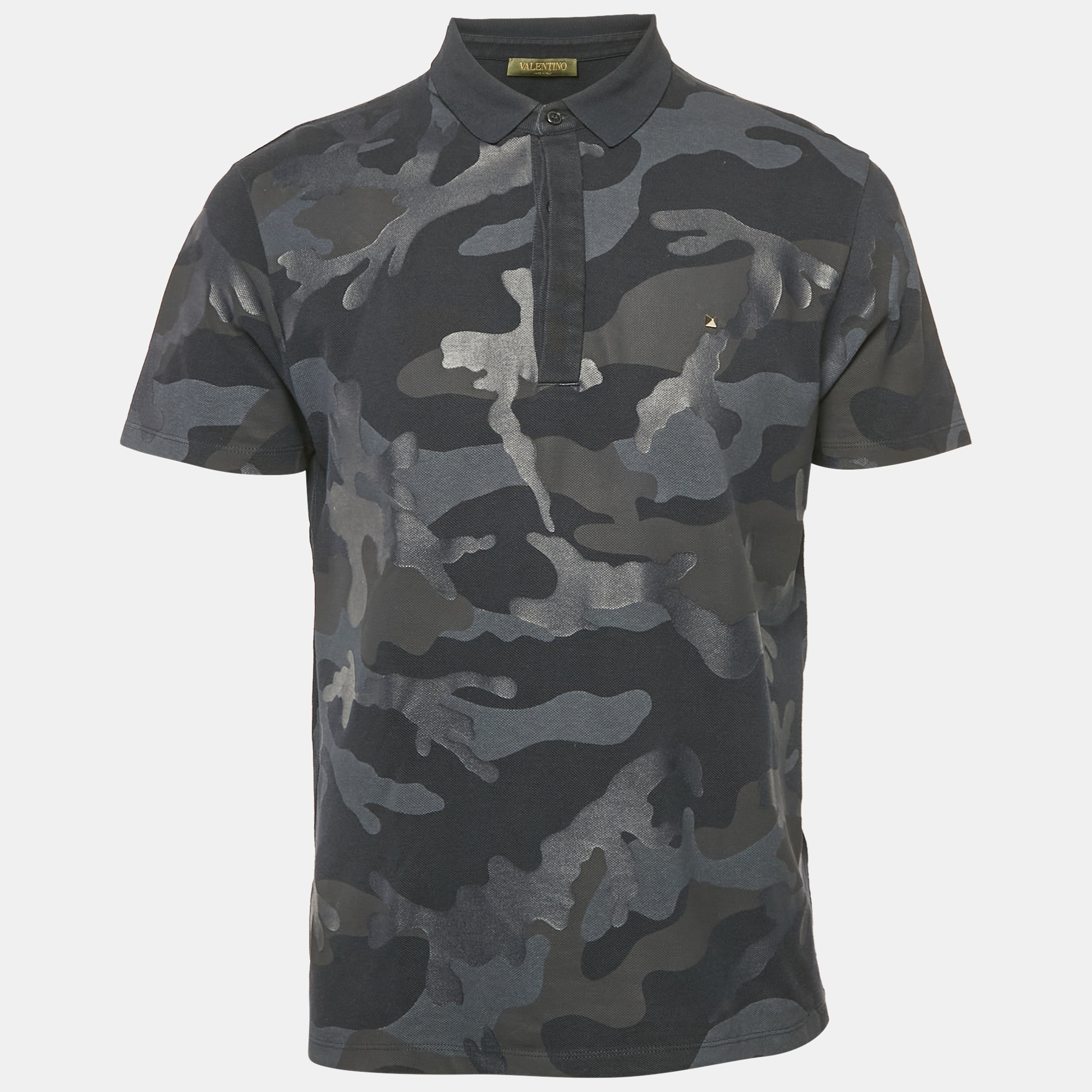 Valentino Navy Blue Camouflage Print Cotton Pique Polo T-Shirt M
Valentino Navy Blue Camouflage Print Cotton Pique Polo T-Shirt M
