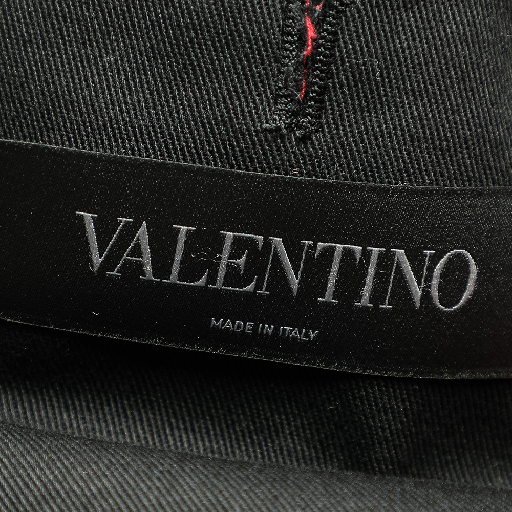 Valentino Black Embellished Cotton Military Jacket L