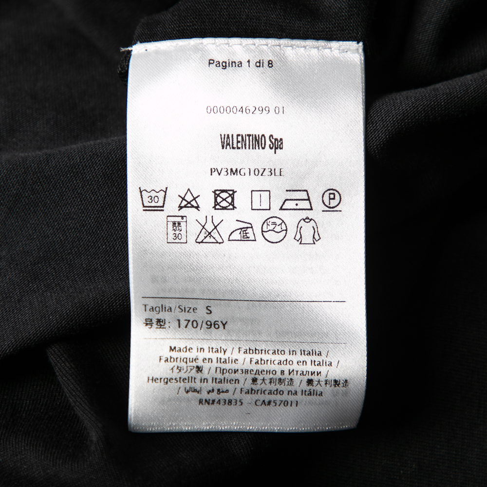 Valentino Black Cotton Baseball Logo Appliqued Short Sleeve T-Shirt S