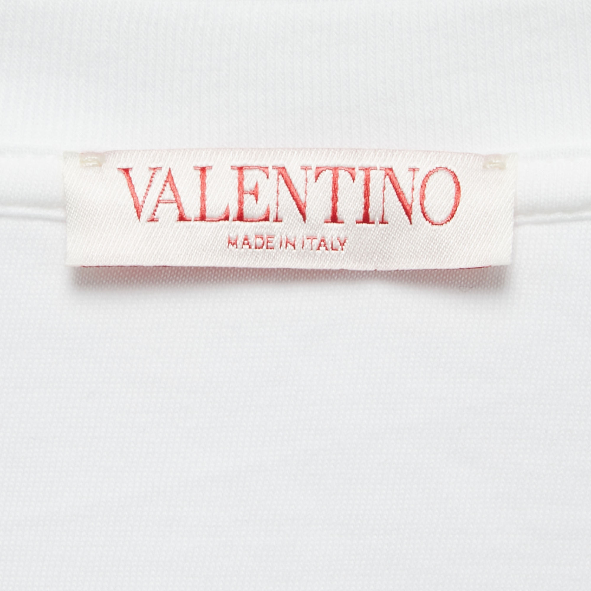 Valentino White Cotton Crew Neck Half Sleeve T-Shirt M