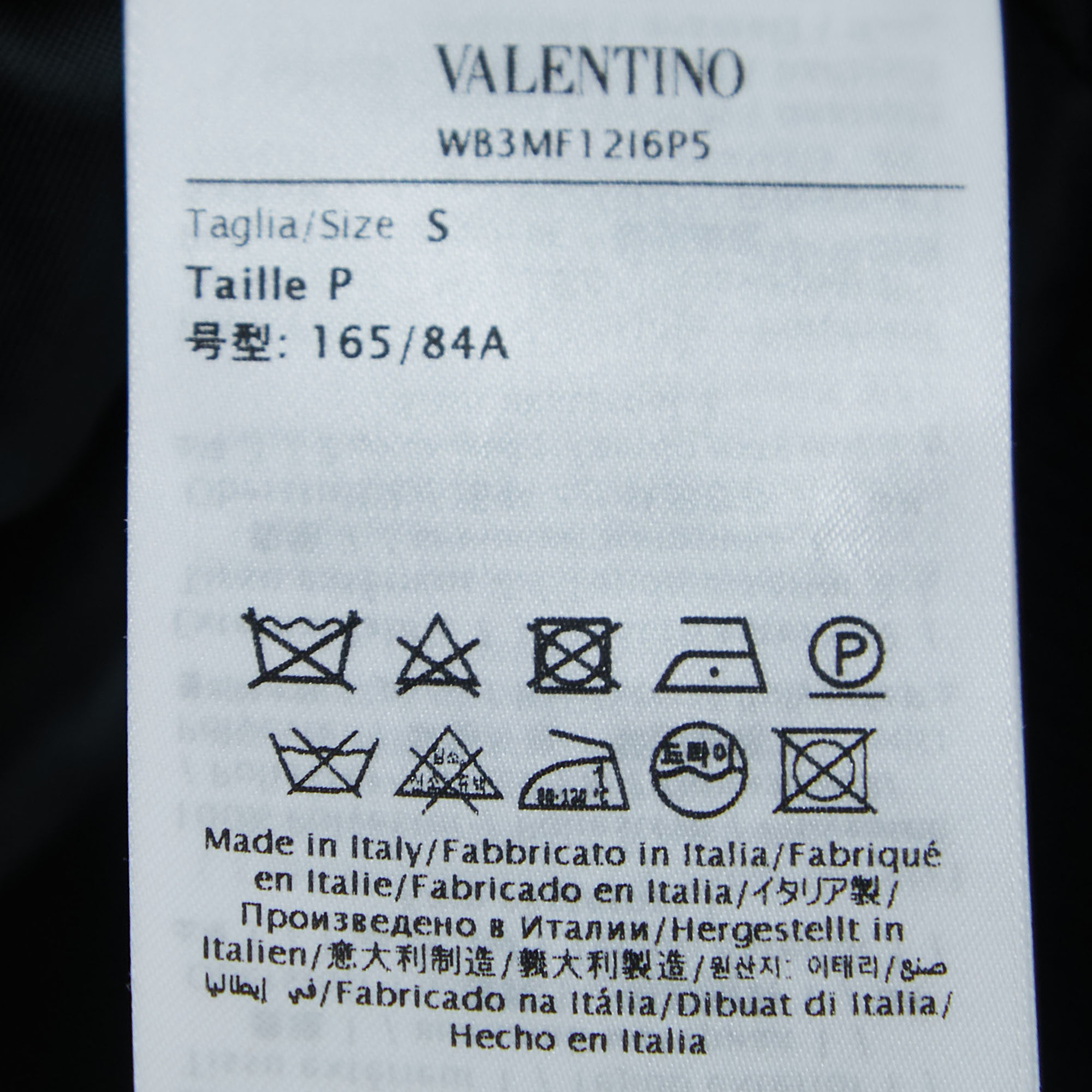 Valentino Black Logo Print Synthetic Zip Front Jacket S