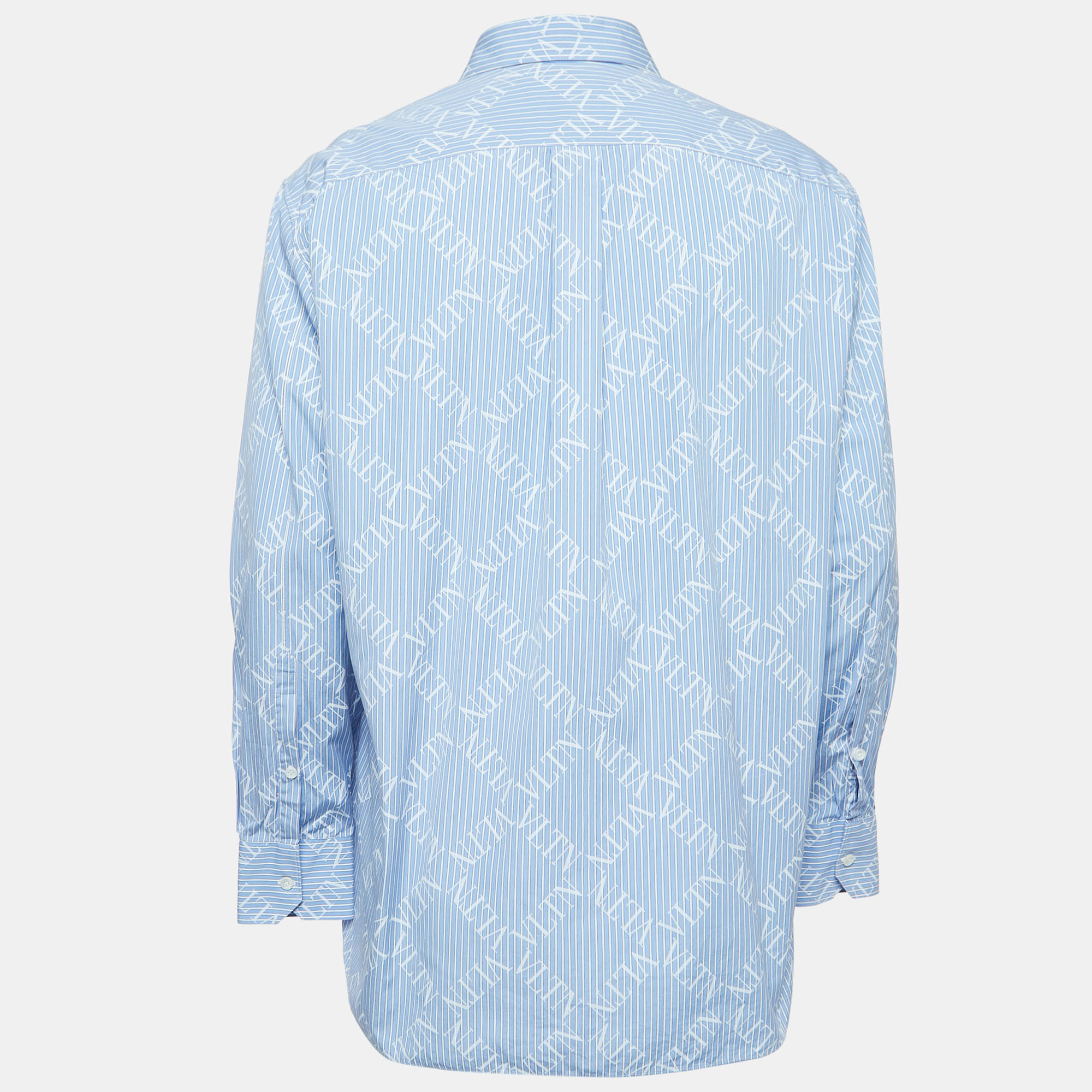 Valentino Blue Striped Logo Printed Cotton Long Sleeve Shirt
Valentino Blue Striped Logo Printed Cotton Long Sleeve Shirt