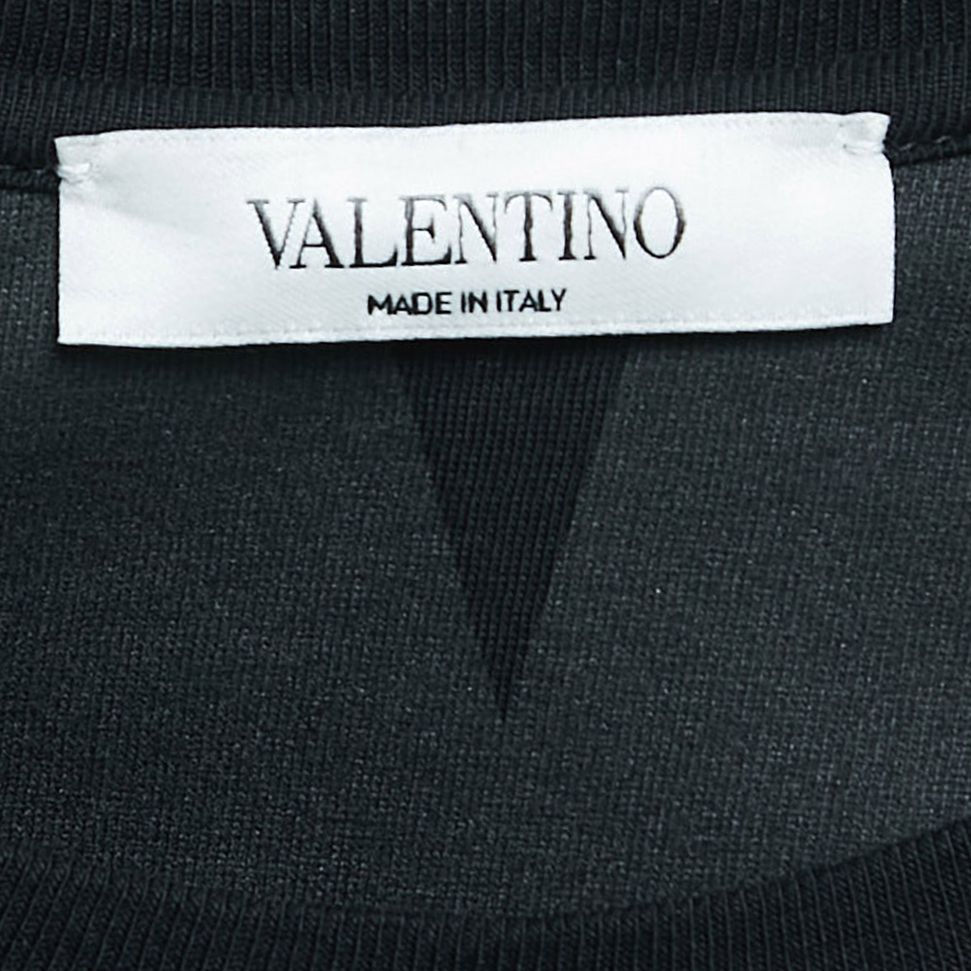 Valentino Black Macro Optic-V Printed Cotton T-Shirt L