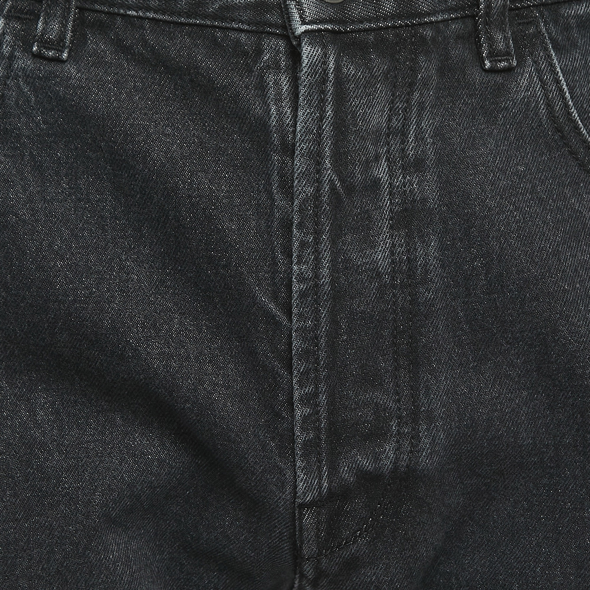 Valentino Grey V Logo Print Washed Denim Straight Fit Jeans L Waist 34