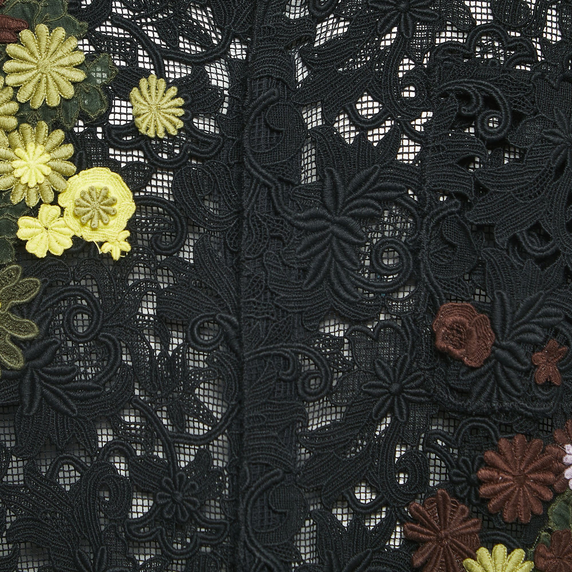 Valentino Black Floral Lace Shorts Shirt Set L
