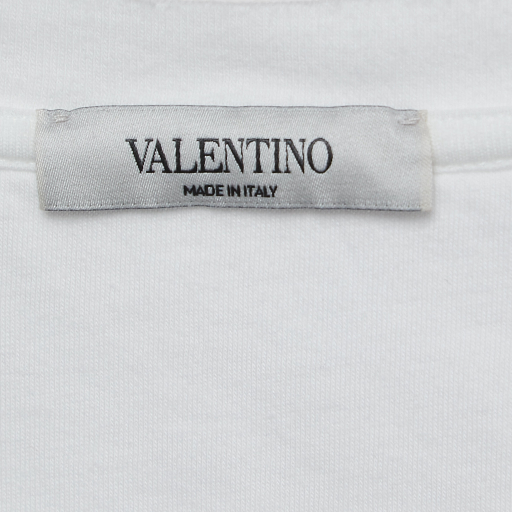 Valentino White Logo Print Cotton T-Shirt L