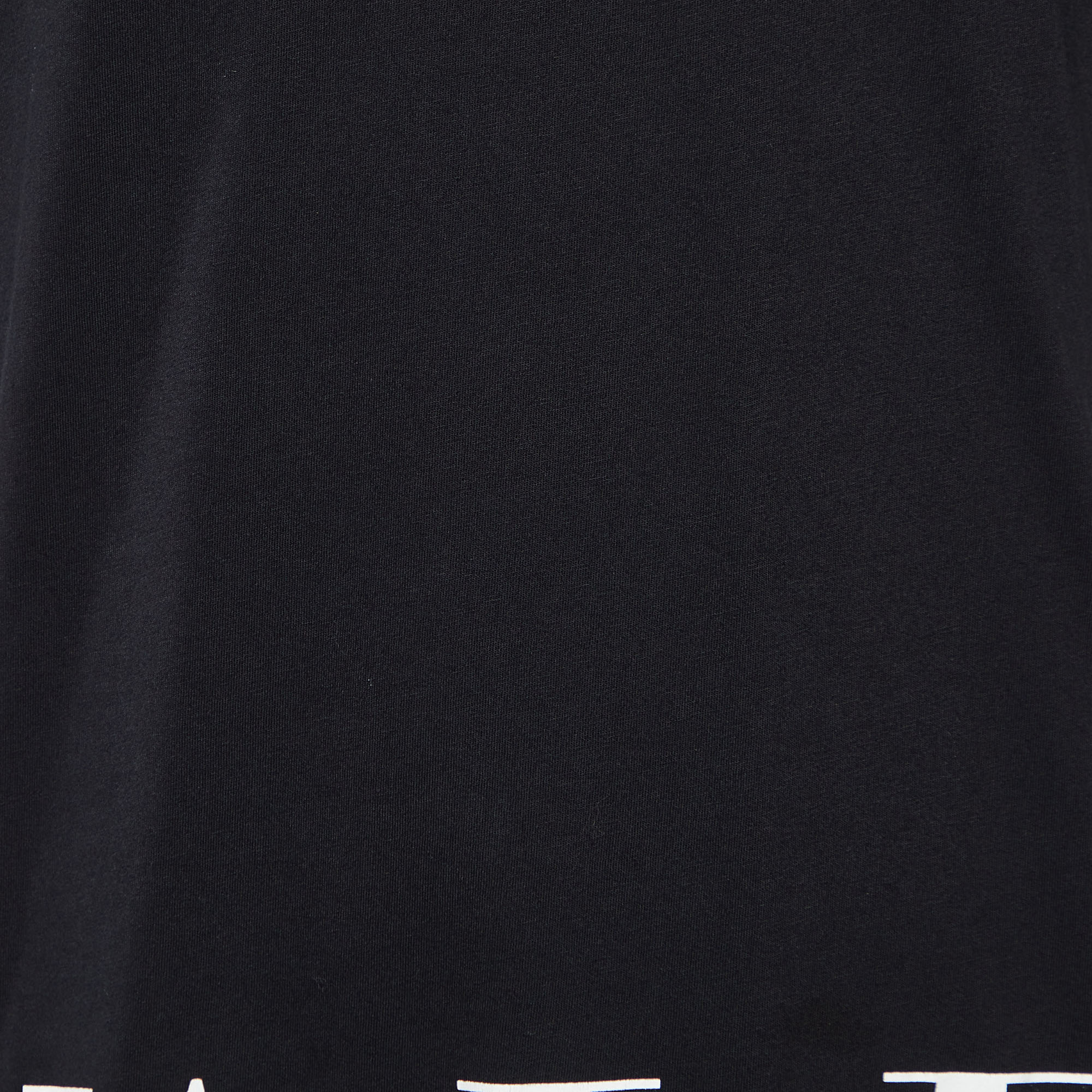 Valentino Black Logo Print Cotton Crew Neck T-Shirt L
