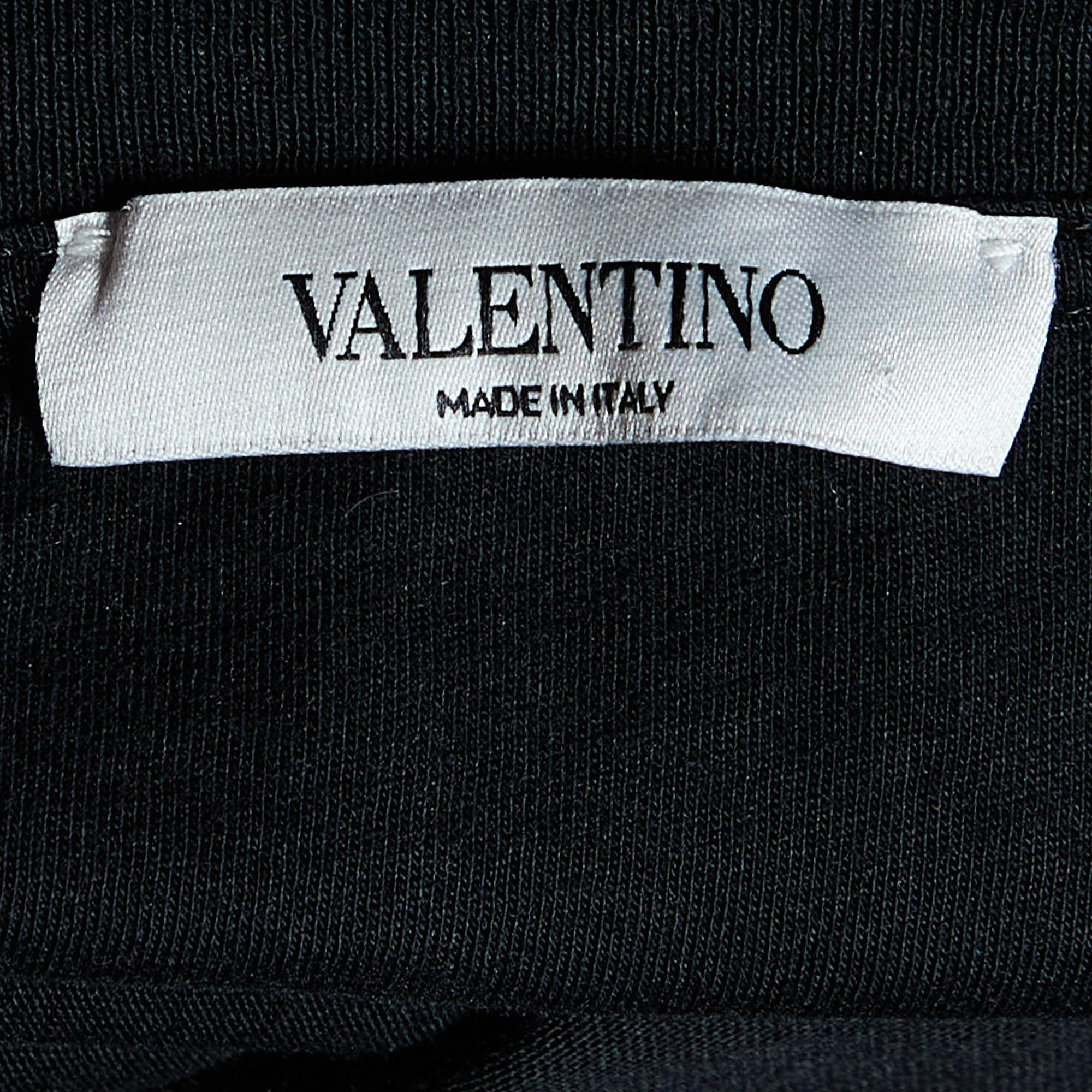 Valentino Black Logo Print Cotton Crew Neck T-Shirt L