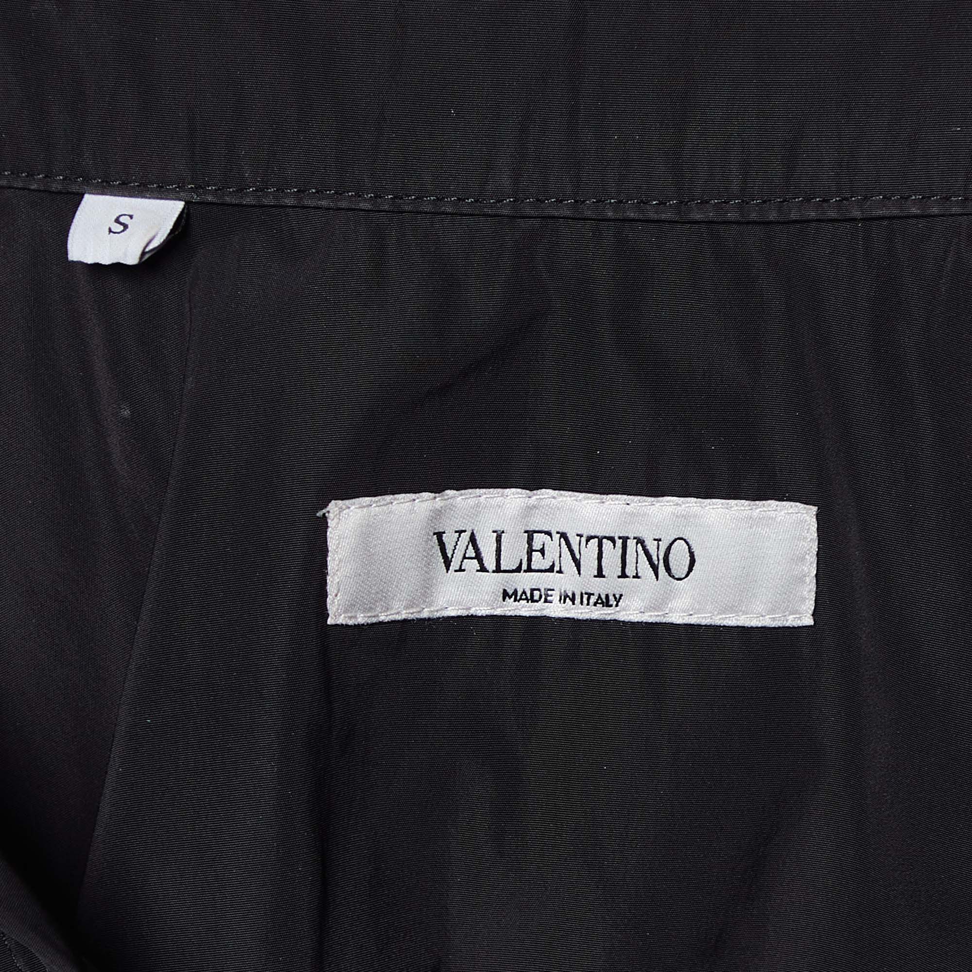 Valentino Black Lace Trim Pocket Synthetic Oversized Shirt S