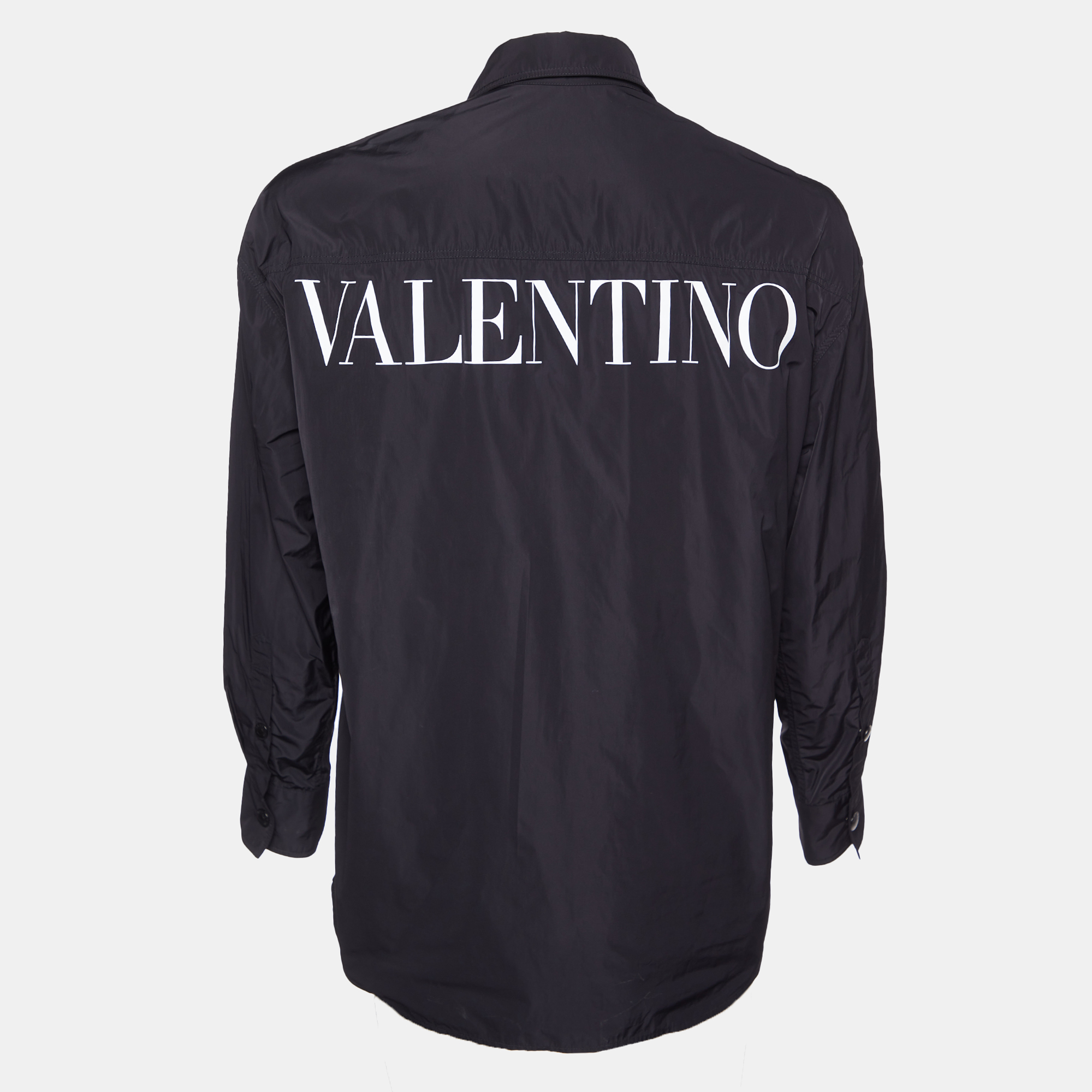 Valentino Black Lace Trim Pocket Synthetic Oversized Shirt S