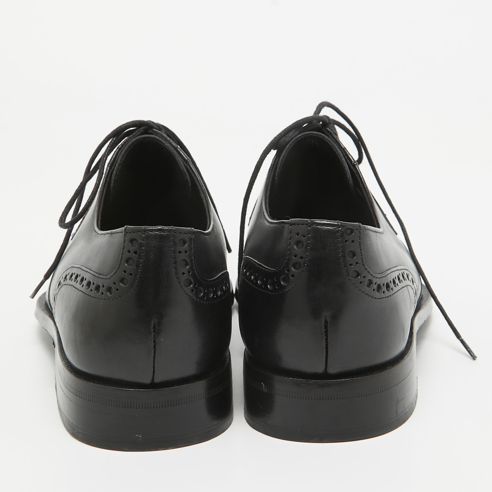 Valentino Black Brogue Leather Lace Up Derby Size 41