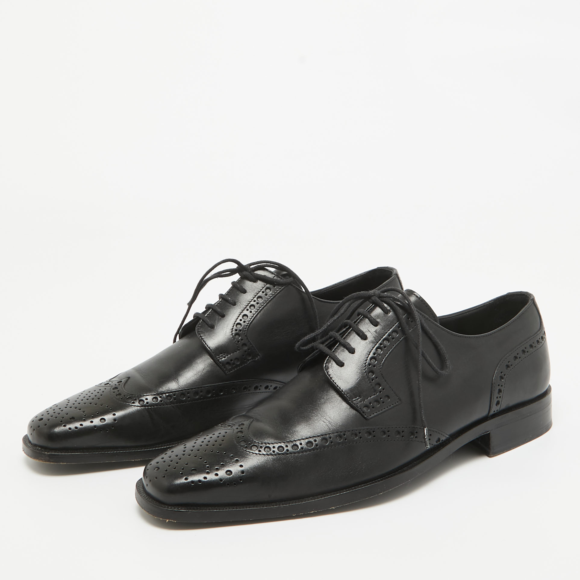 Valentino Black Brogue Leather Lace Up Derby Size 41