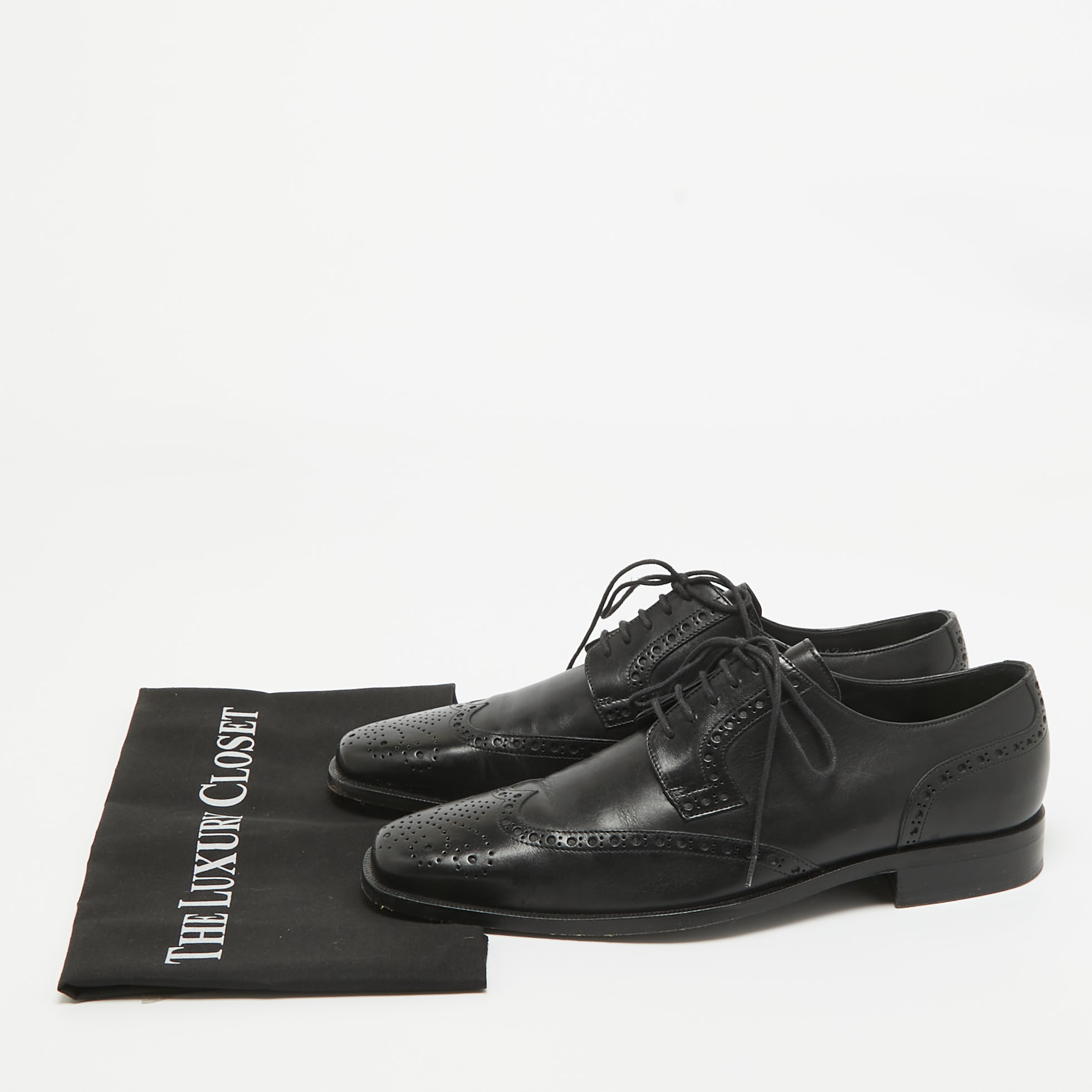 Valentino Black Brogue Leather Lace Up Derby Size 41