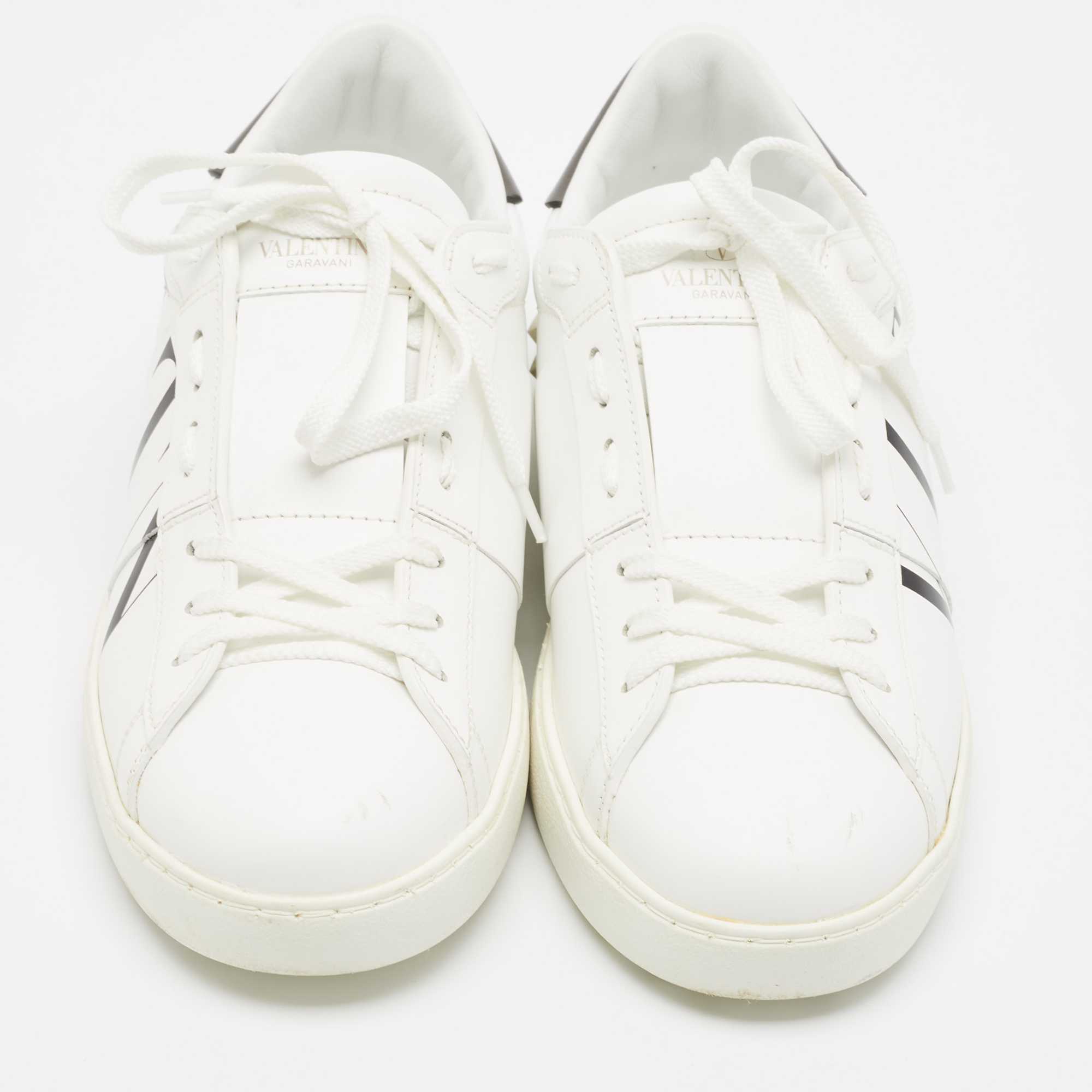 Valentino White Leather VLTN Lace Up Sneakers Size 42