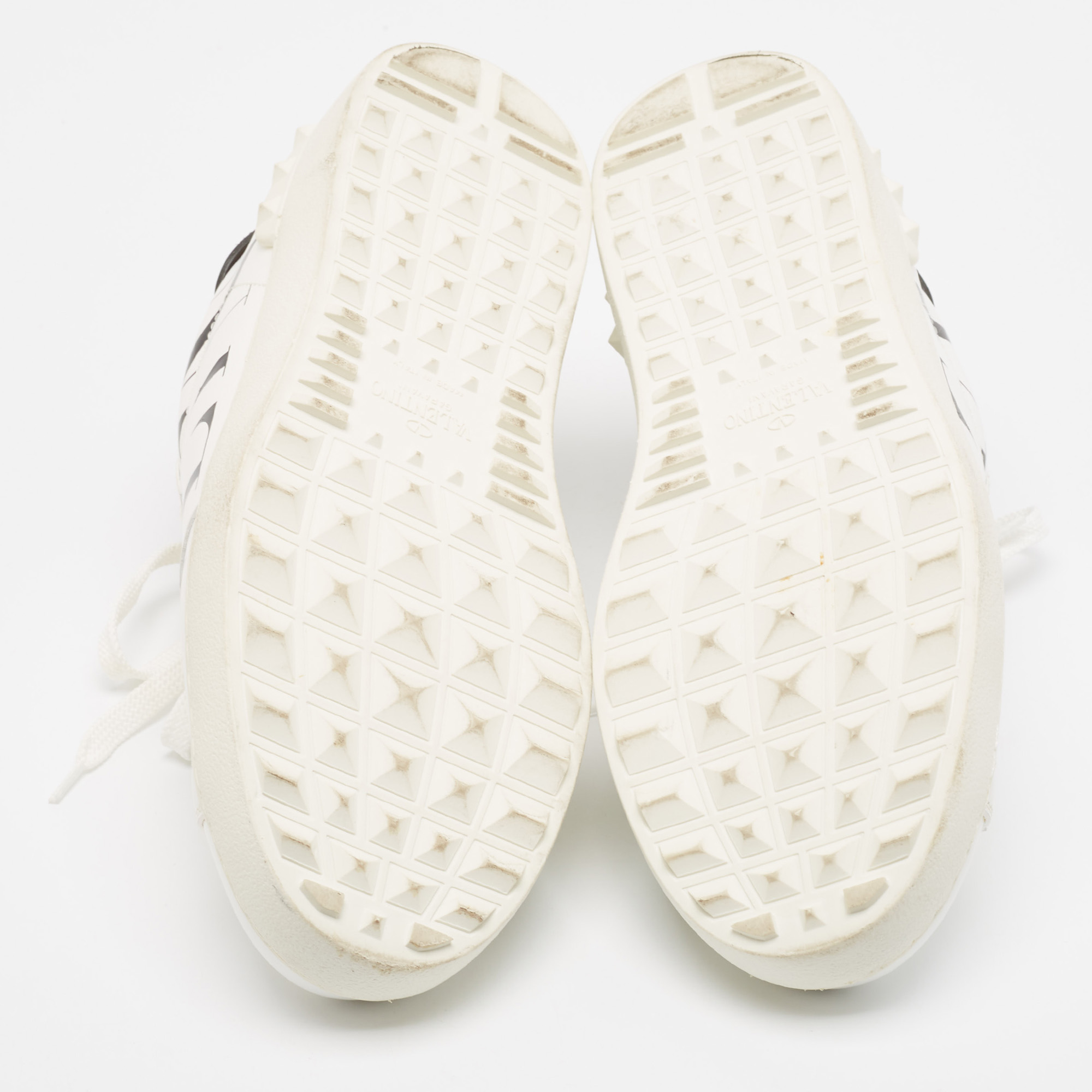 Valentino White Leather VLTN Lace Up Sneakers Size 42