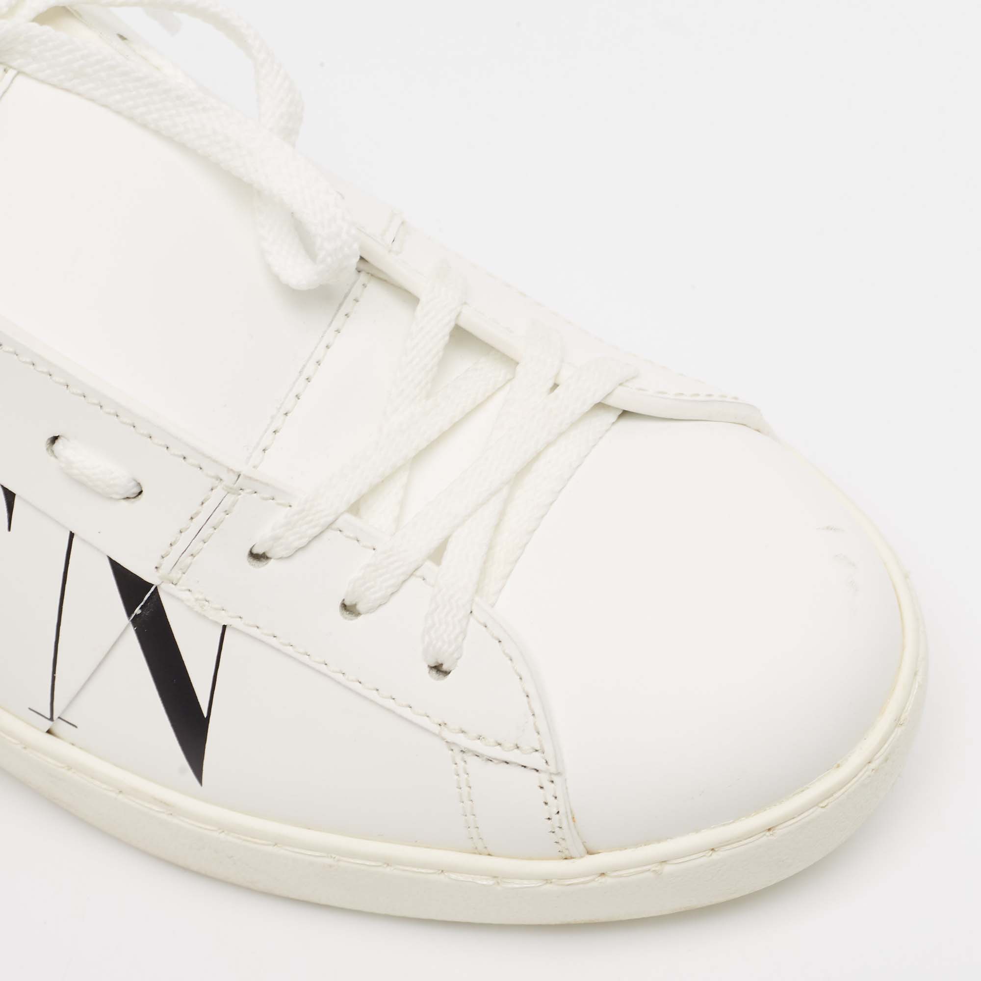 Valentino White Leather VLTN Lace Up Sneakers Size 42