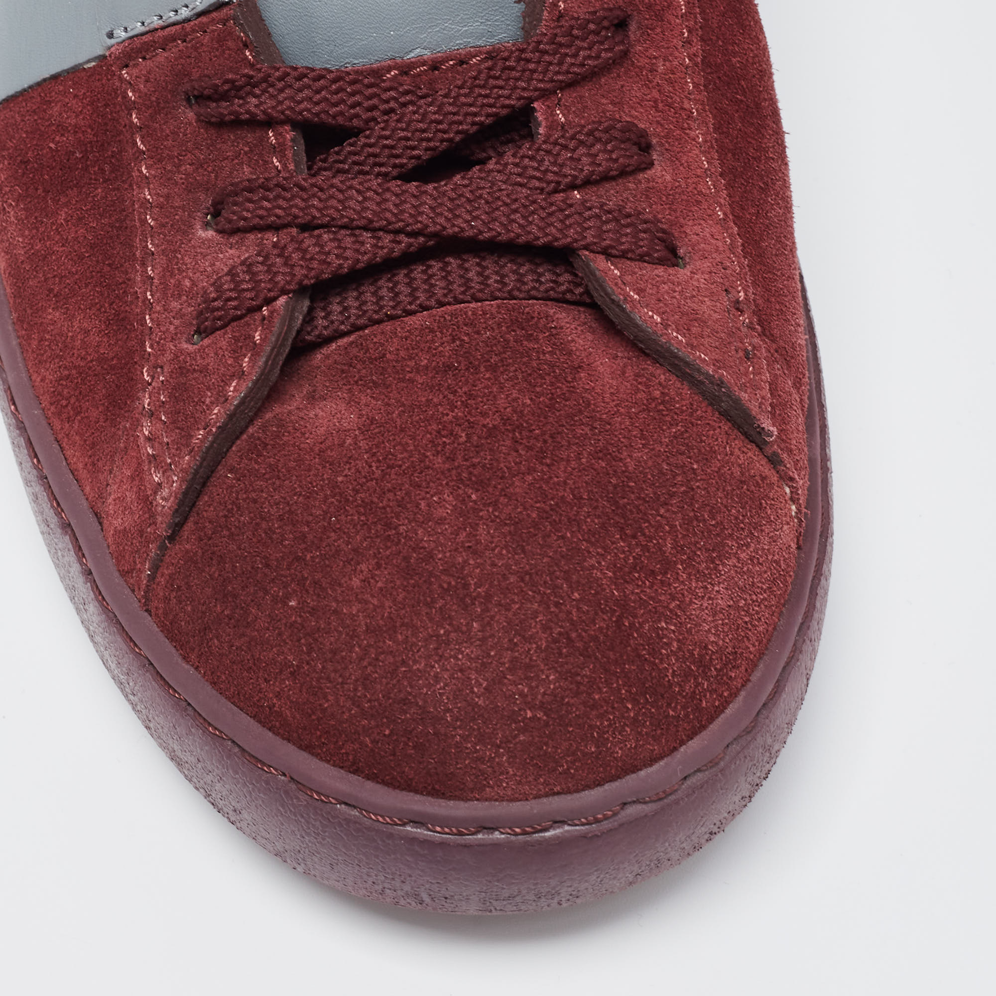 Valentino Burgundy Suede And Leather Low Top Sneakers Size 42