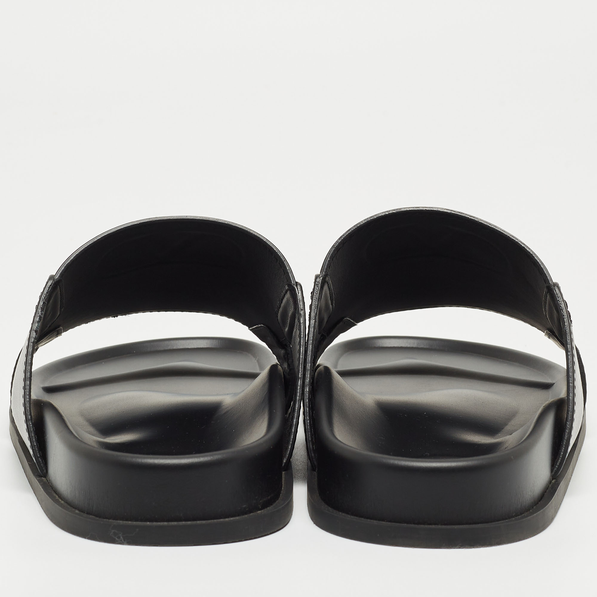 Valentino Black Leather Vlogo Flat Slides Size 45