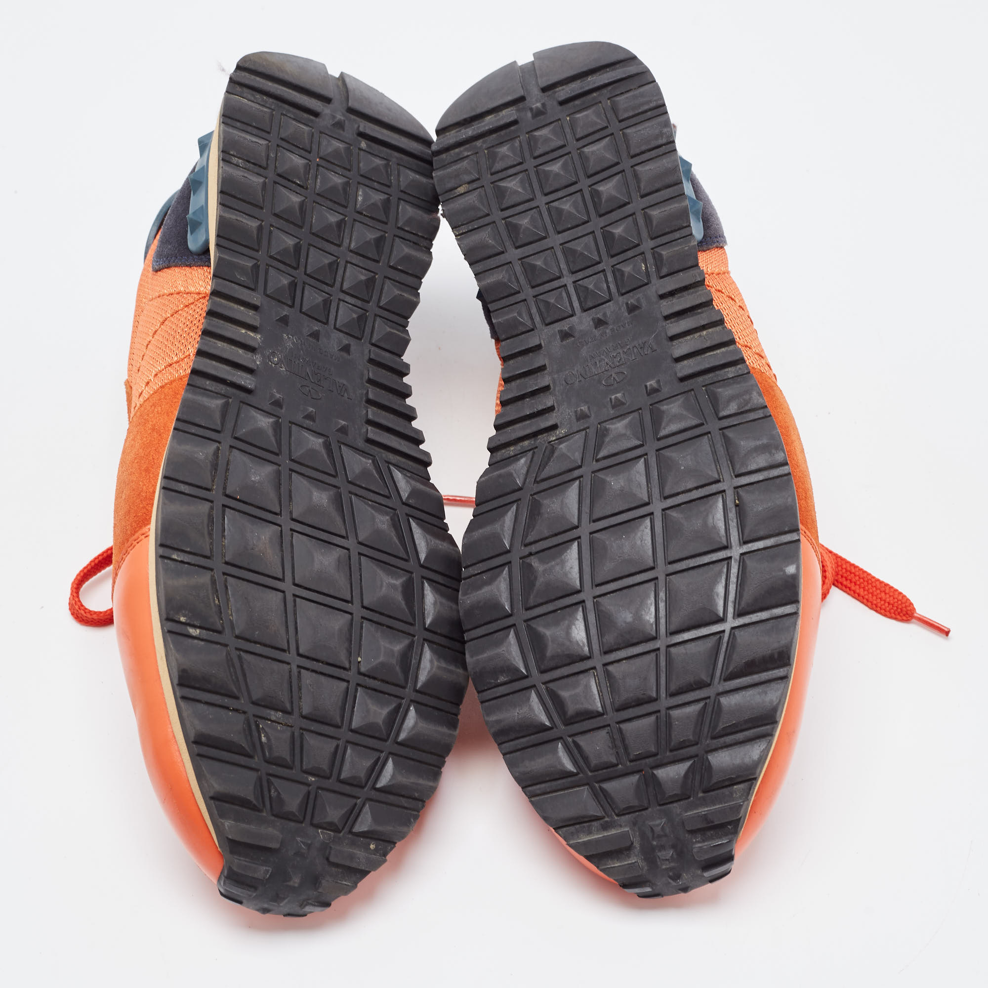 Valentino Orange Leather And Mesh Rockrunner Sneakers Size 41