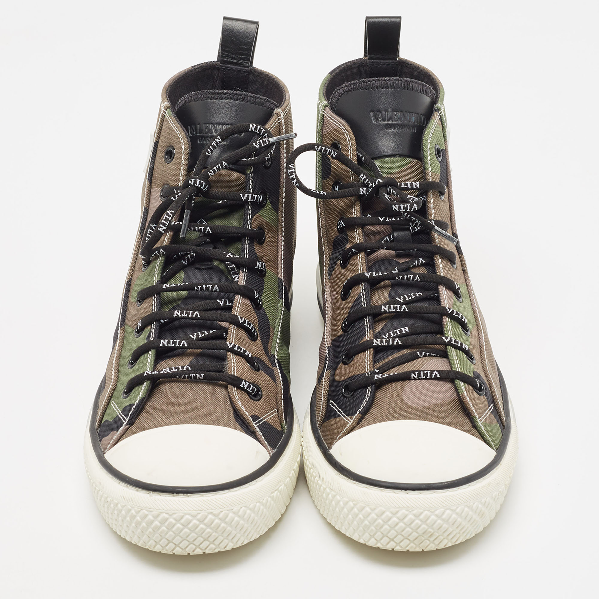 Valentino Green Camouflage Canvas Giggies High Top Sneakers Size 43