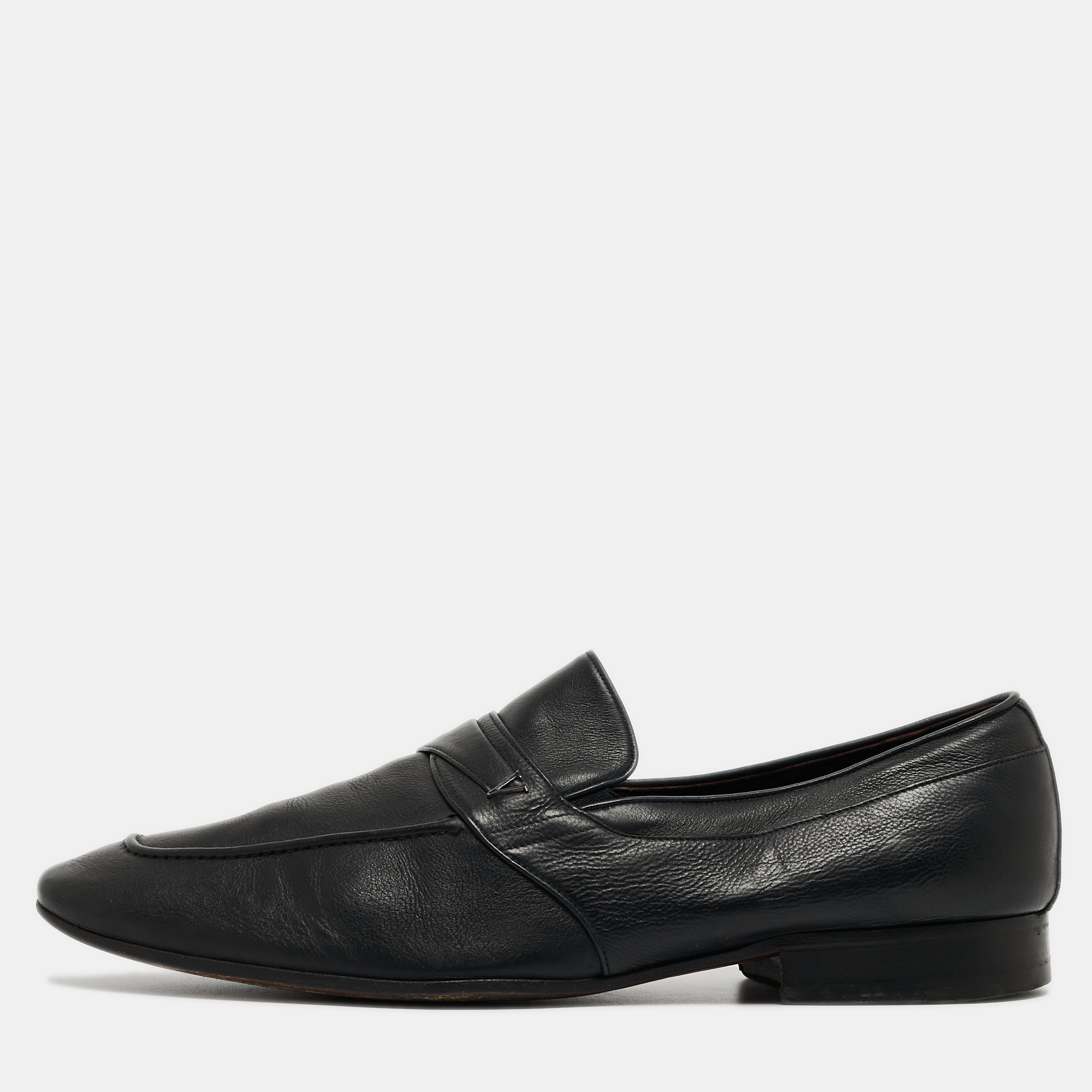 Valentino Black Leather Slip On Loafers Size 45