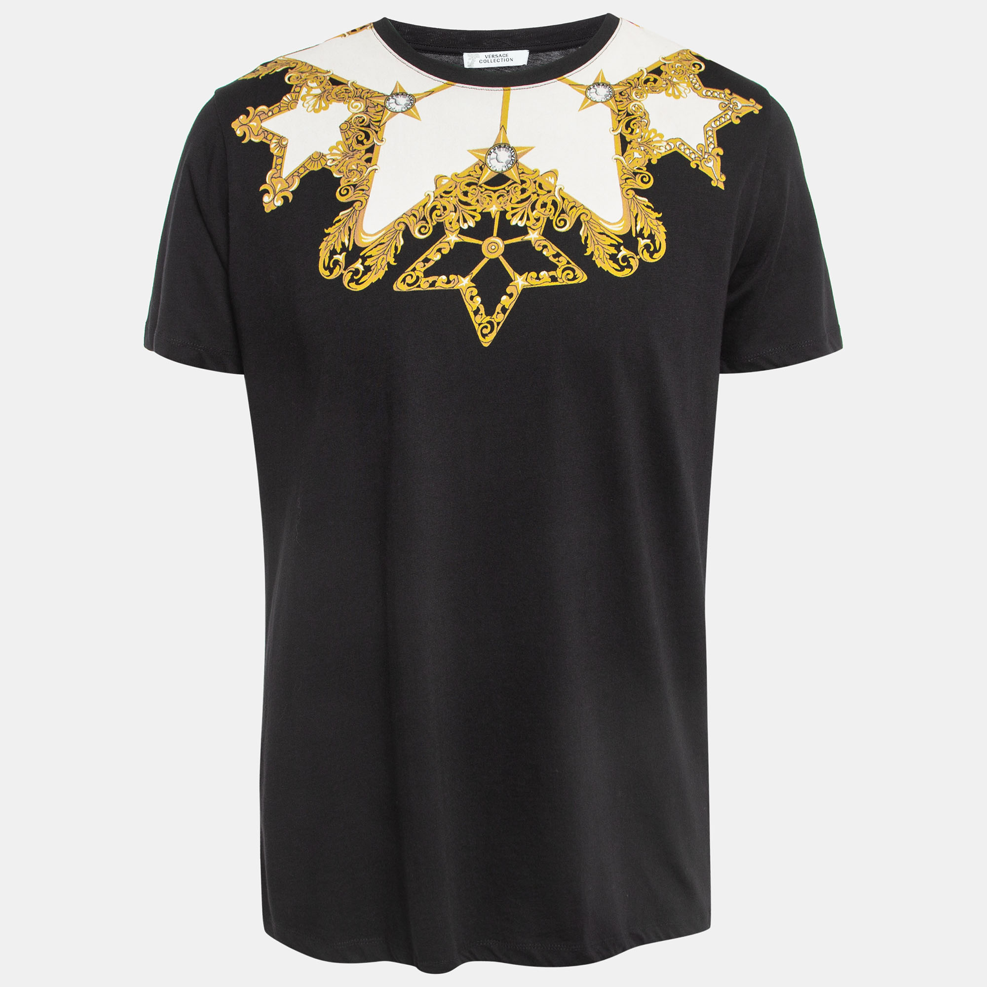 Versace Collection Black Printed Cotton T-Shirt XL