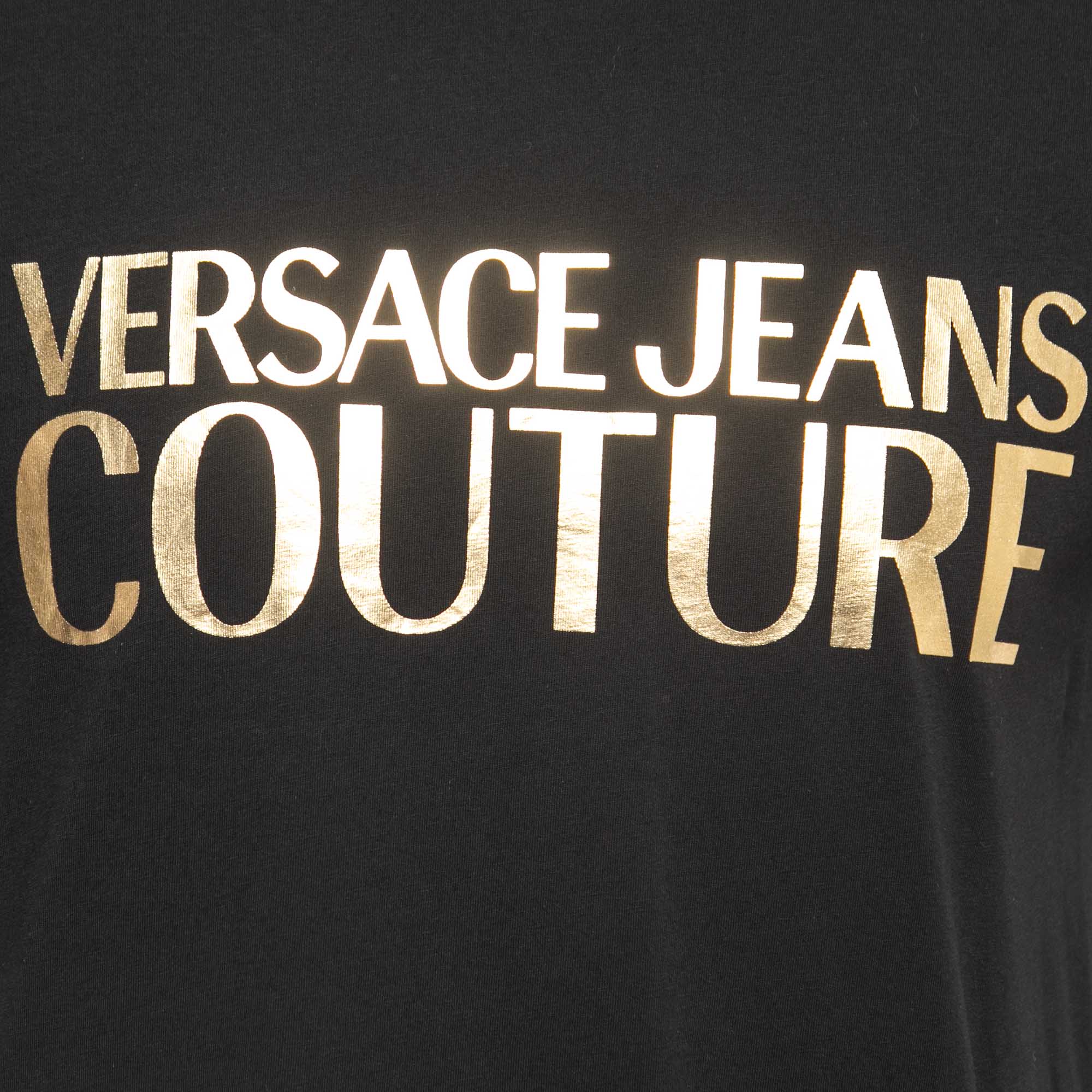 Versace Jeans Couture Black Logo Print Cotton Half Sleeve T-Shirt XL