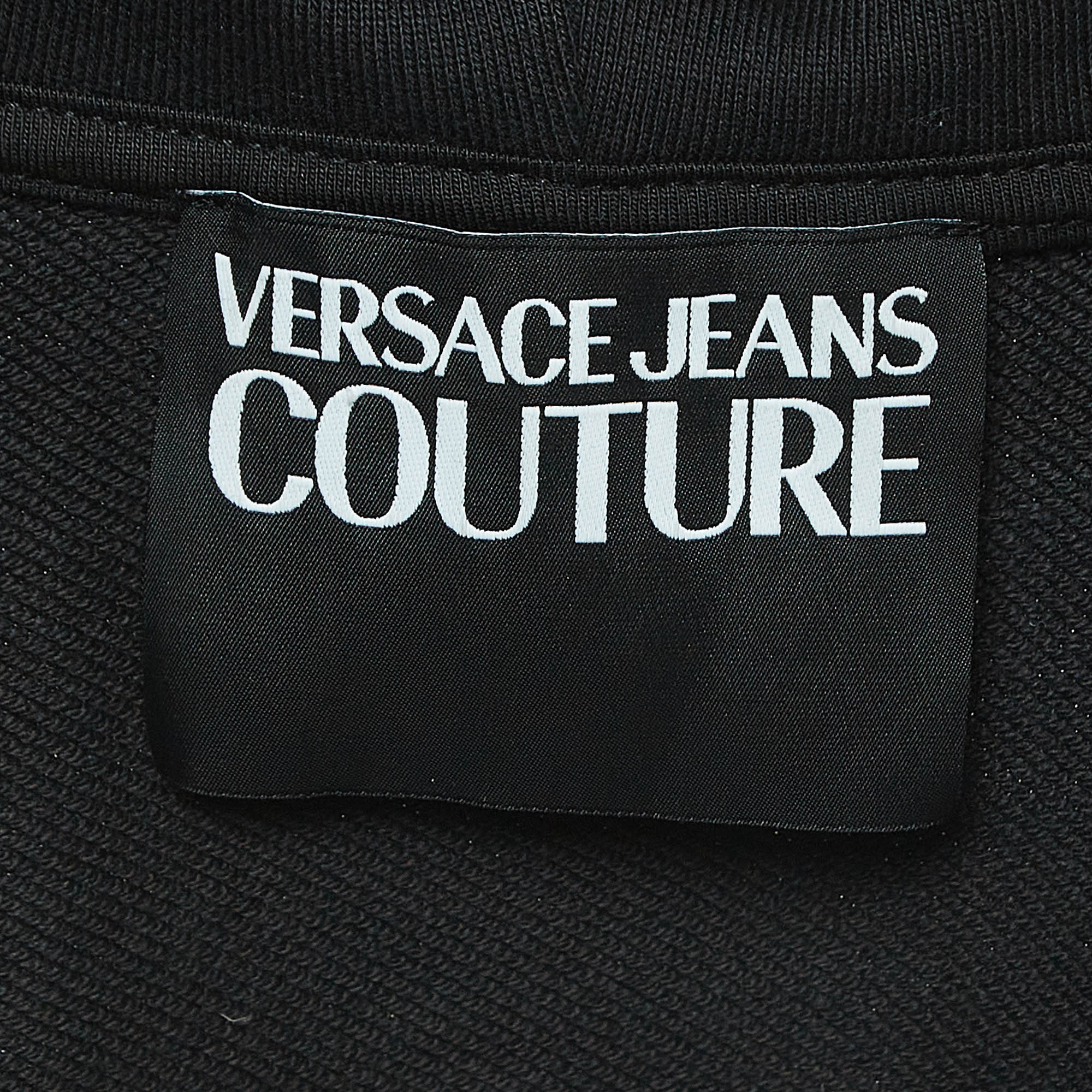 Versace Jeans Couture Black Cotton Logo Applique Hoodie M