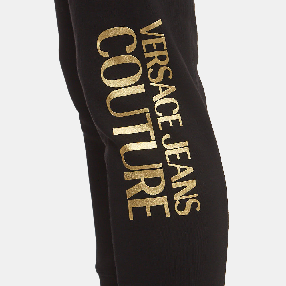 Versace Jeans Couture Black Logo Print Cotton Knit Drawstring Sweatpants L