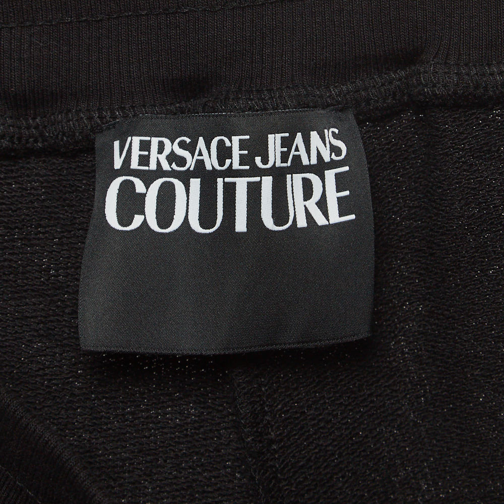 Versace Jeans Couture Black Logo Print Cotton Knit Drawstring Sweatpants L
