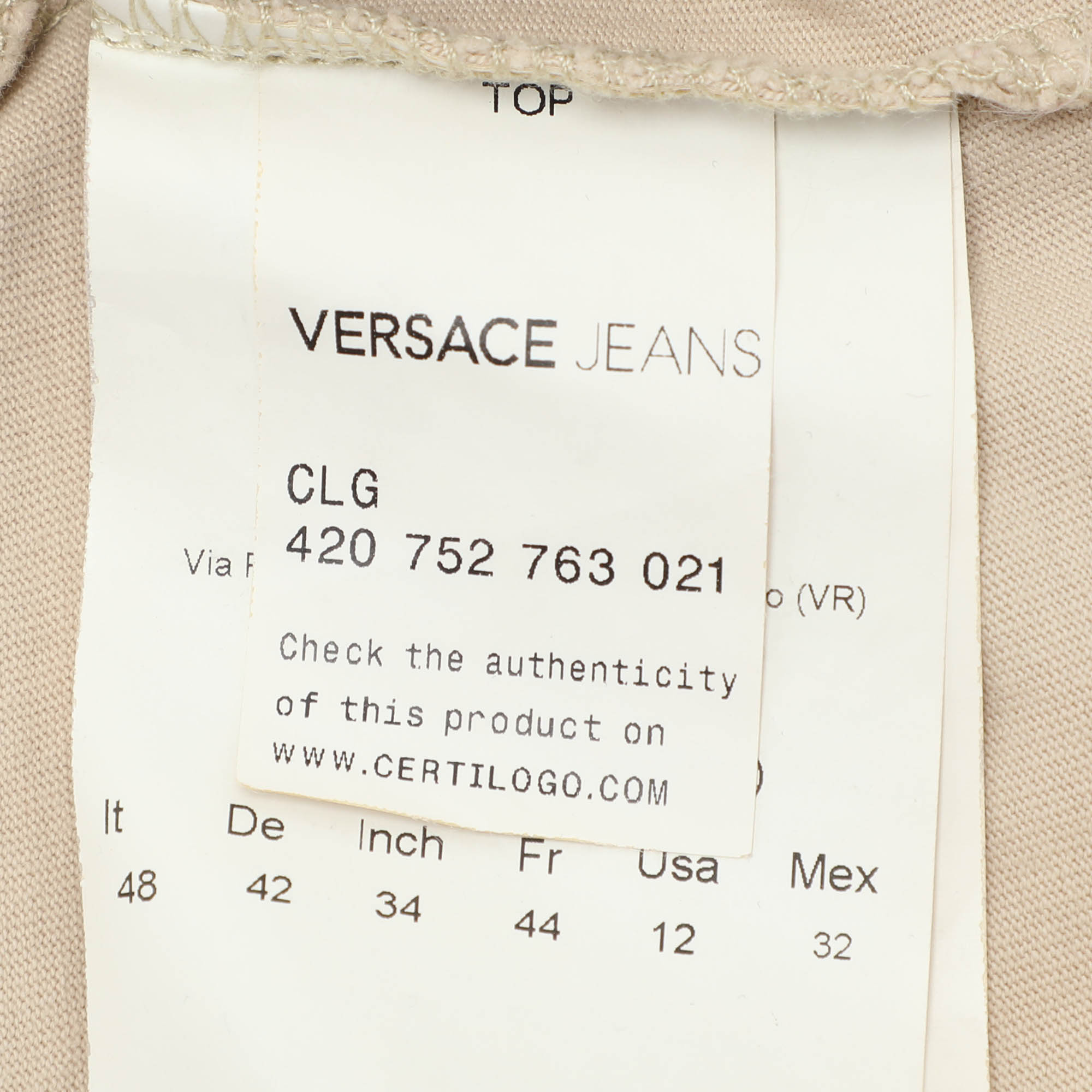 Versace Jeans Beige Cotton T-Shirt M