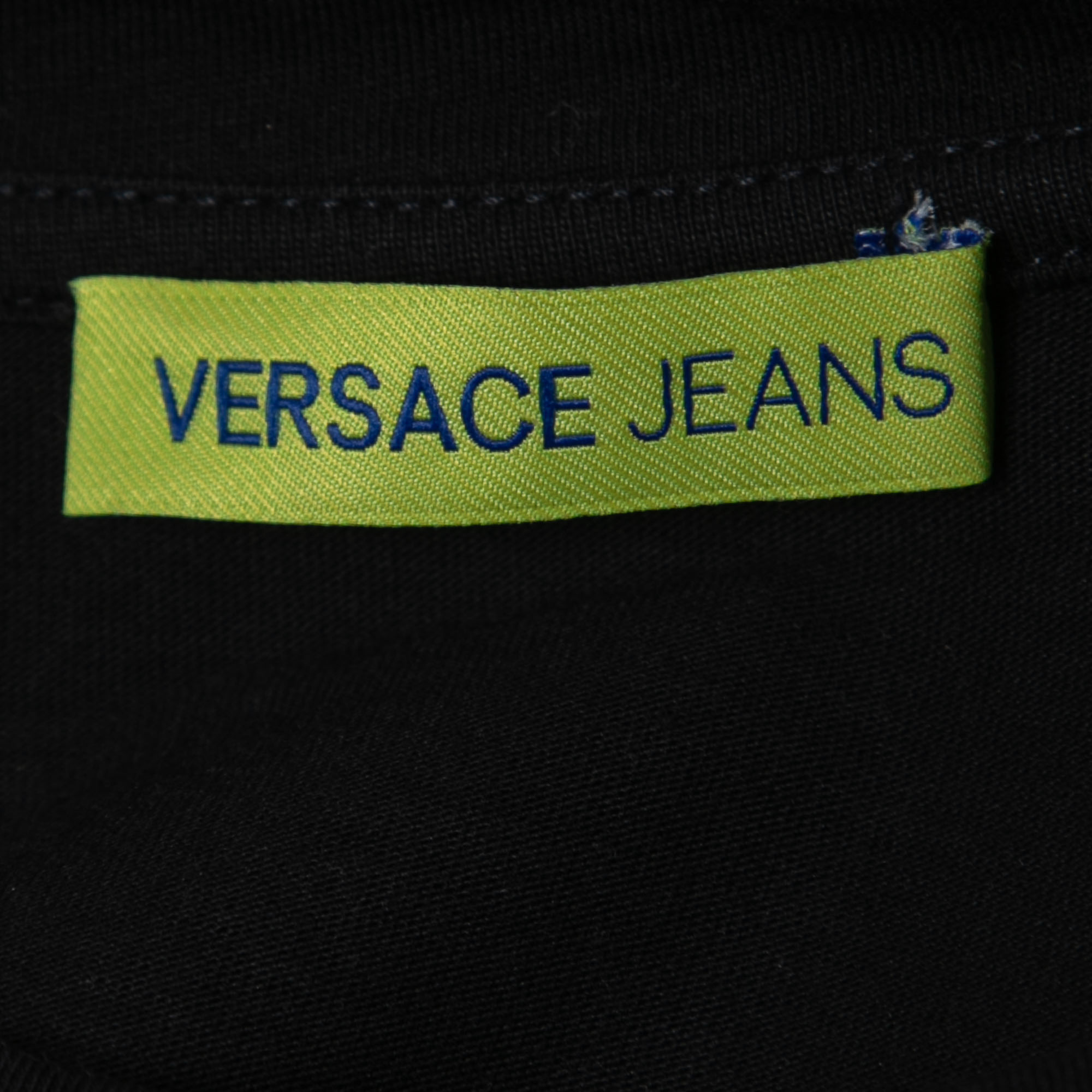 Versace Jeans Black Printed Cotton Crew Neck Short Sleeve T-Shirt S