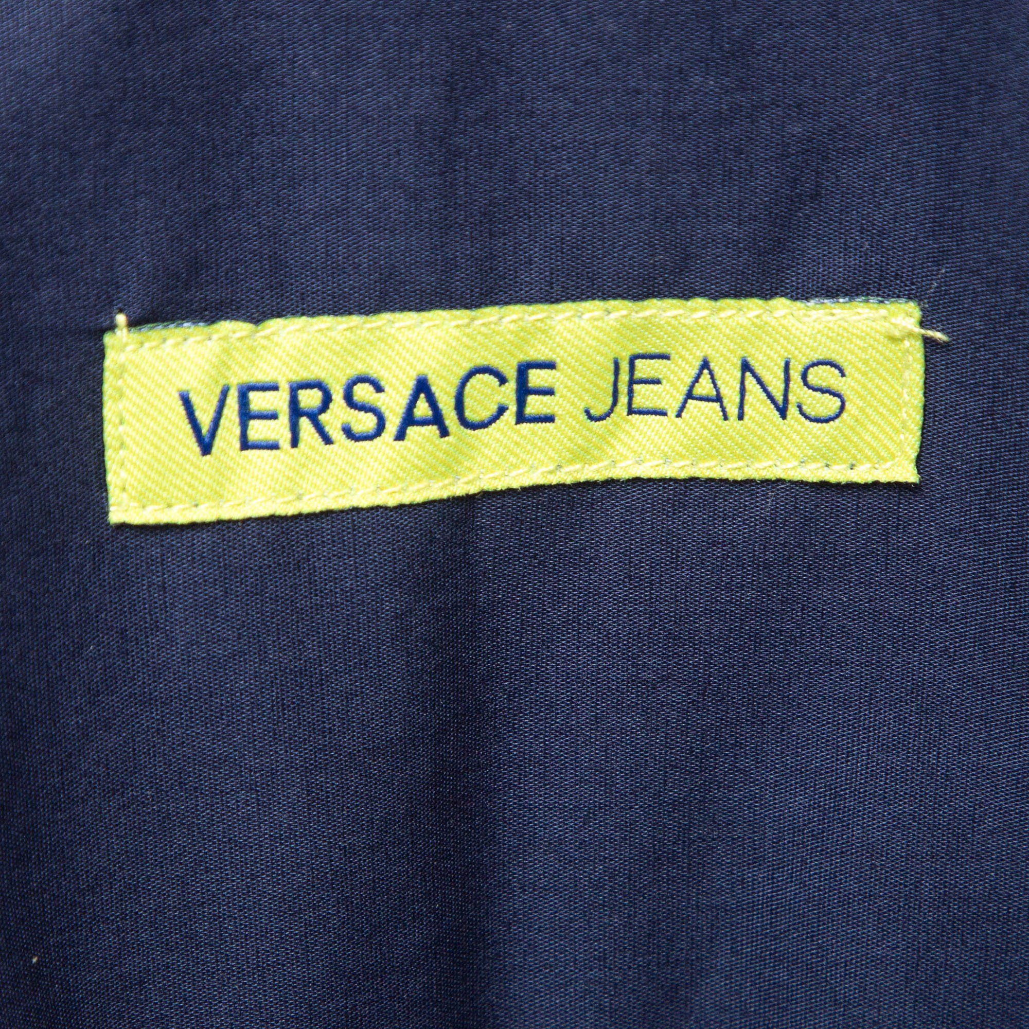 Versace Jeans Blue Logo Print Cotton Basic Slim Easy Shirt XL