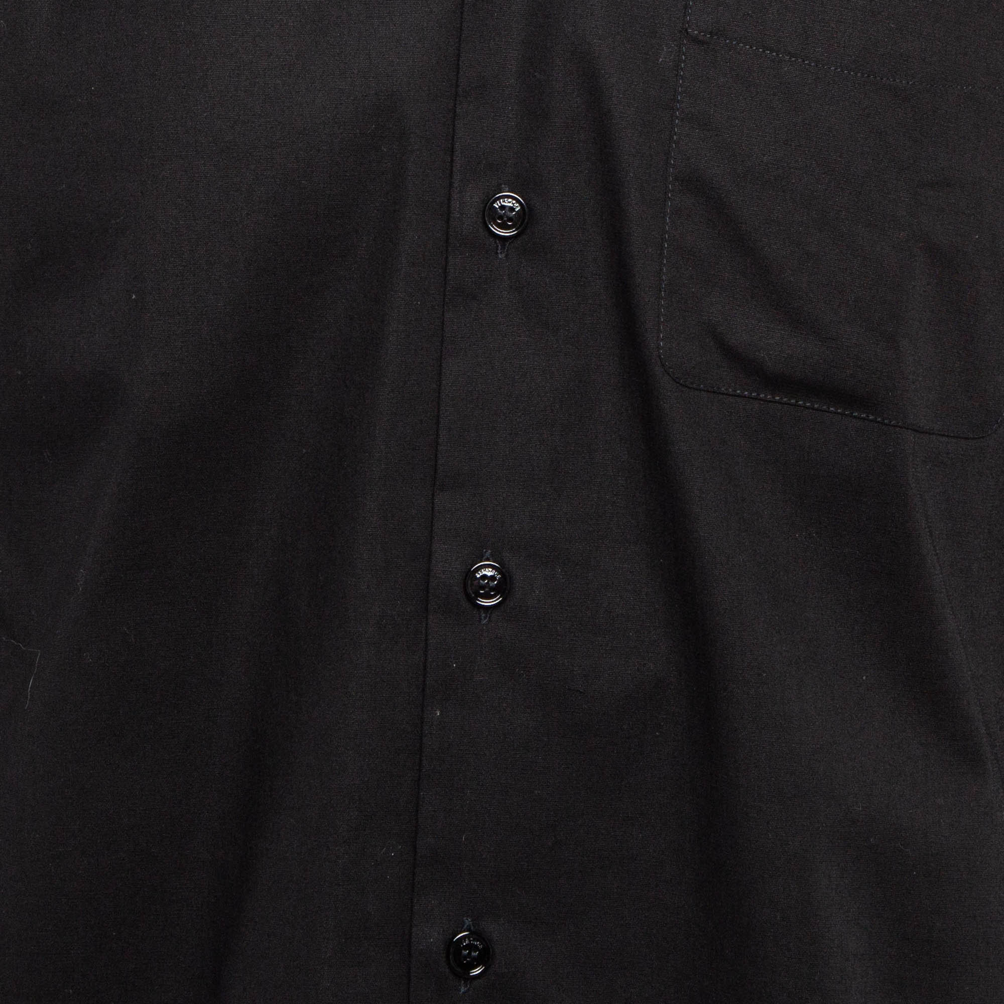 Versace Black Poplin Button Front Shirt L